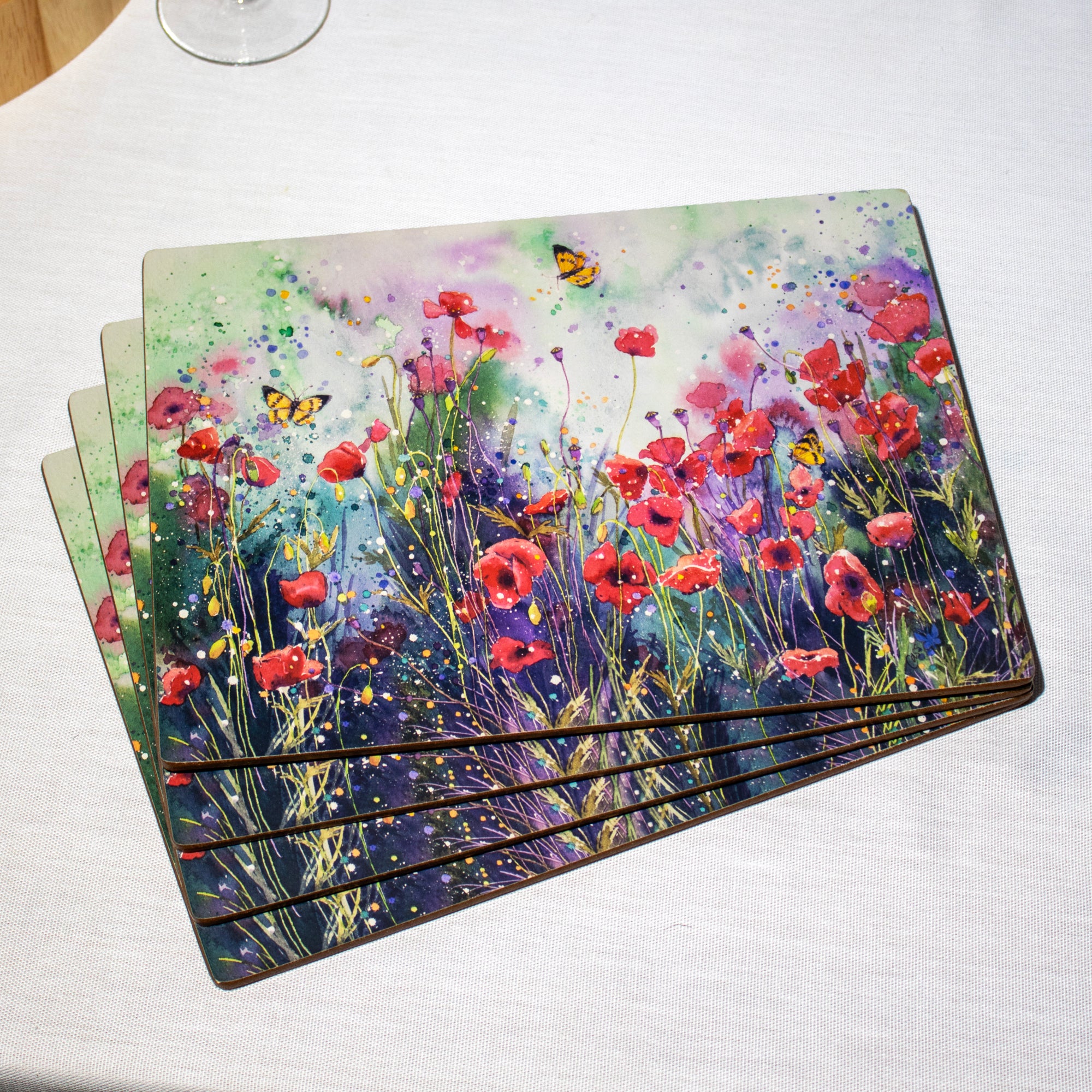 Set Of 4 Poppy Field Placemats and Coasters