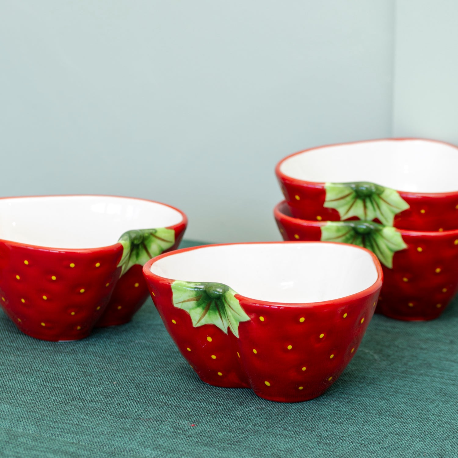 Set Of 4 Strawberry Shaped Dip Bowls