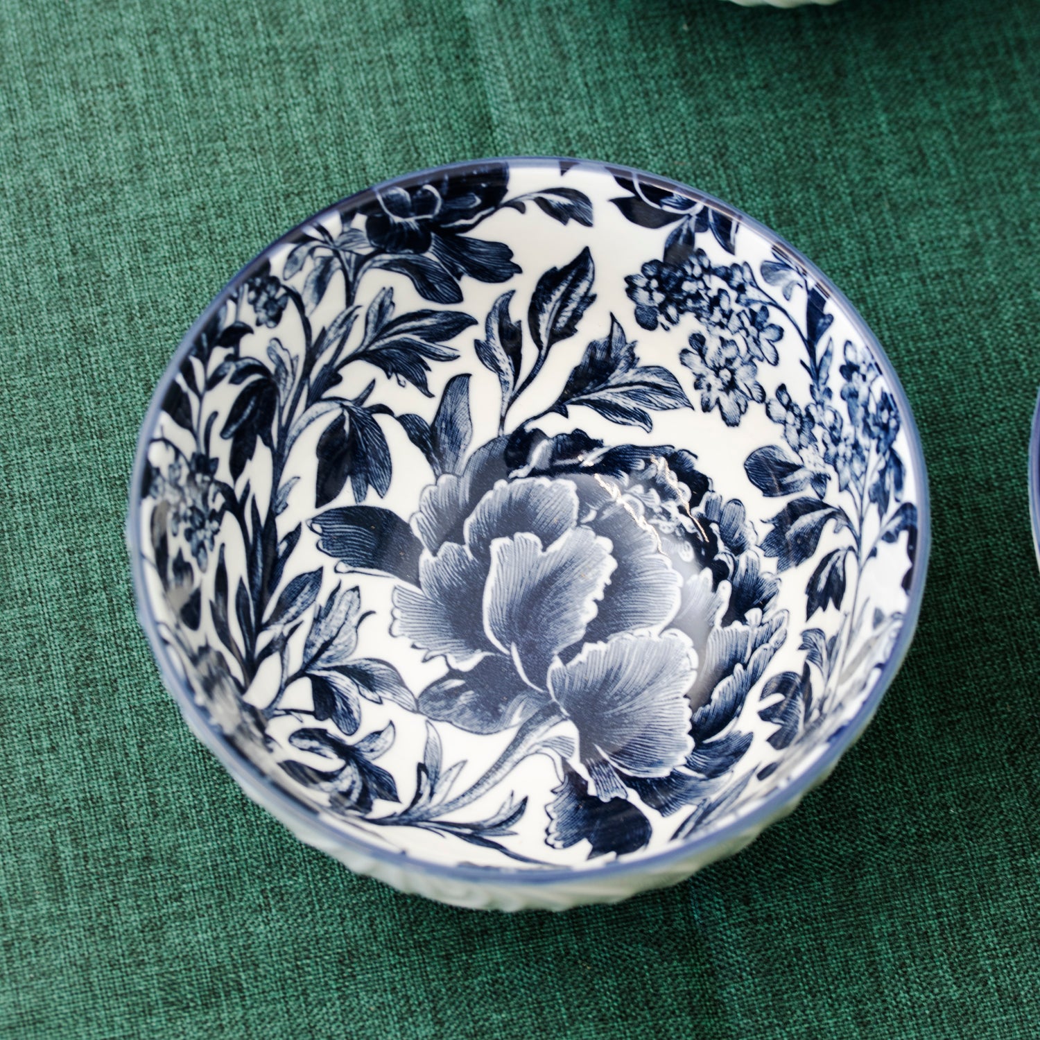 Set Of 6 Blue & White Floral Cereal Bowls