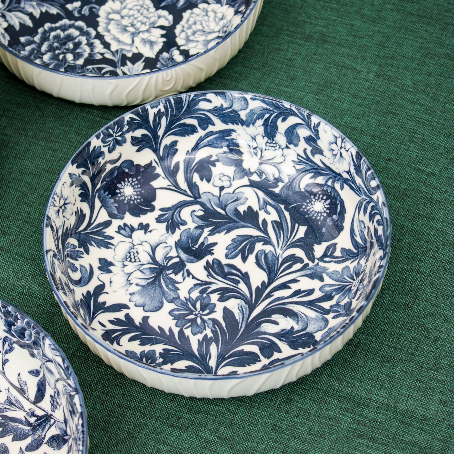 Set Of 6 Blue & White Floral Pasta Bowls