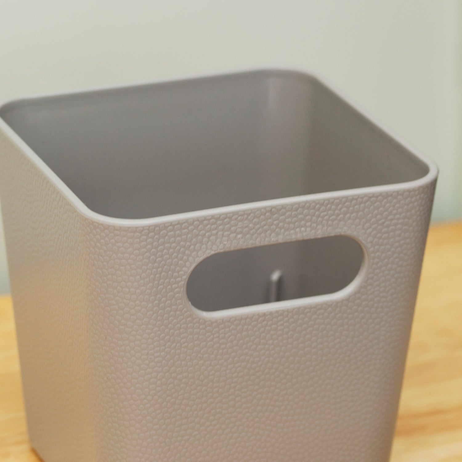 Set Of 4 Textured Warm Grey Square Pen Pots