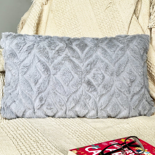 Grey Diamond Plush Cushion 50x30cm