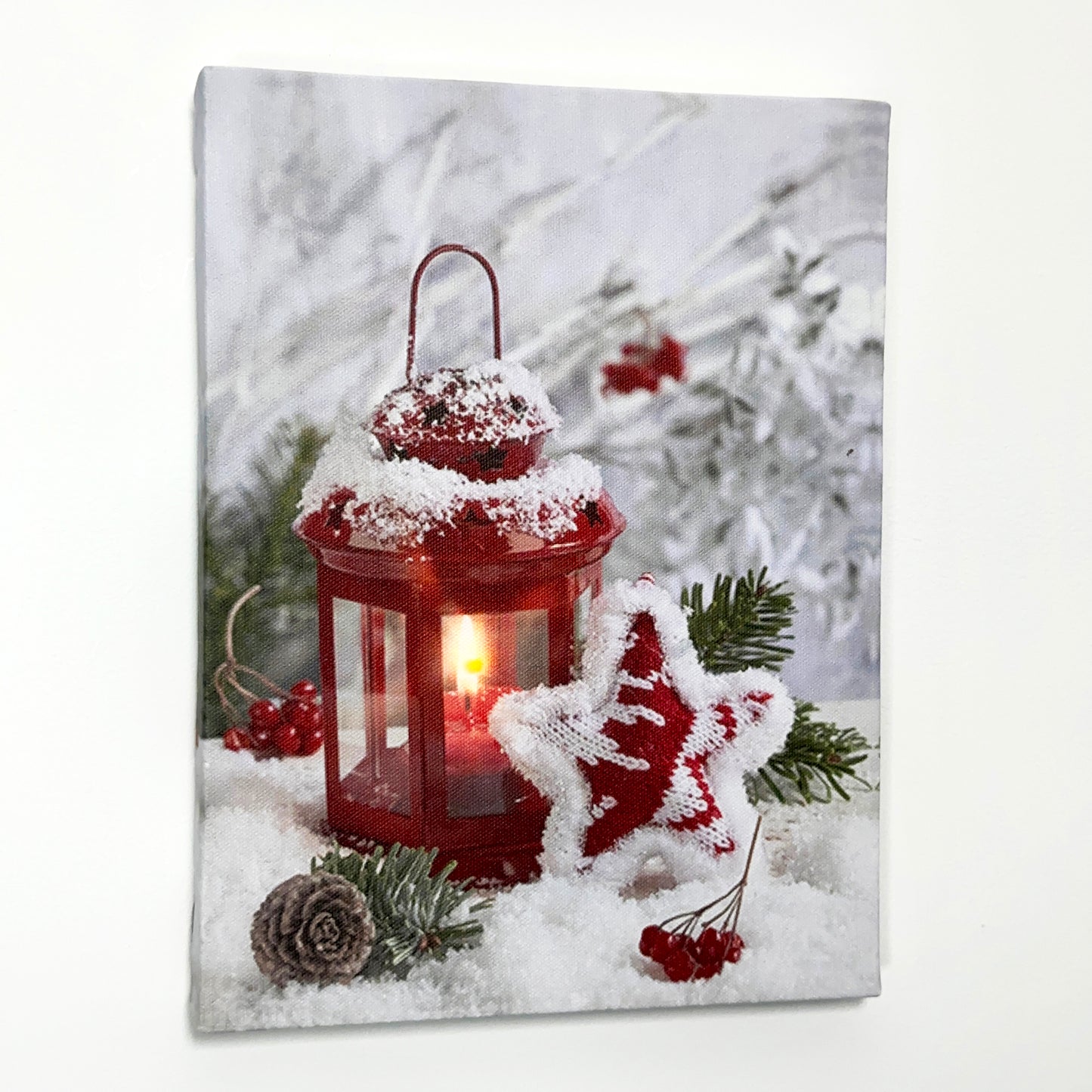 Christmas Lantern LED Canvas Wall Art 20x15cm