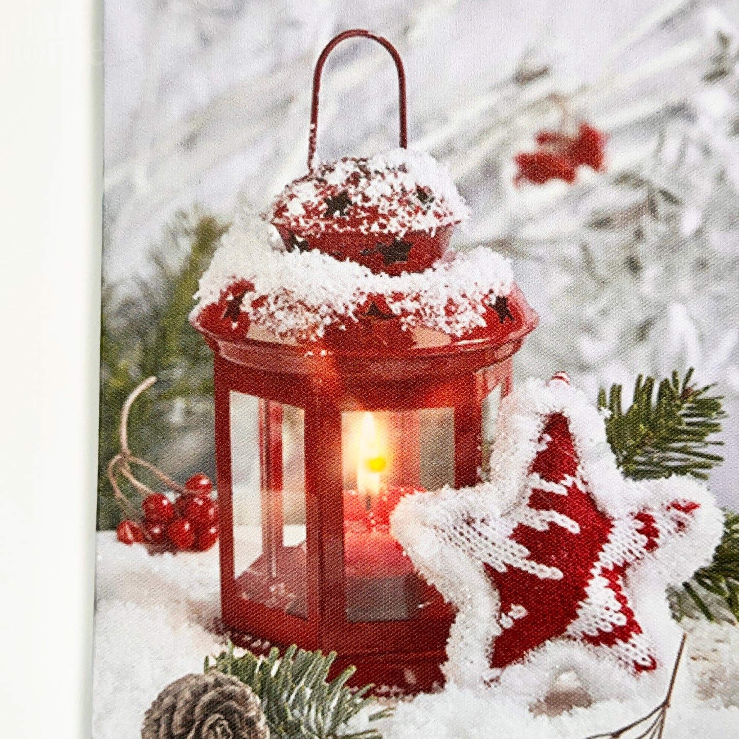 Christmas Lantern LED Canvas Wall Art 20x15cm