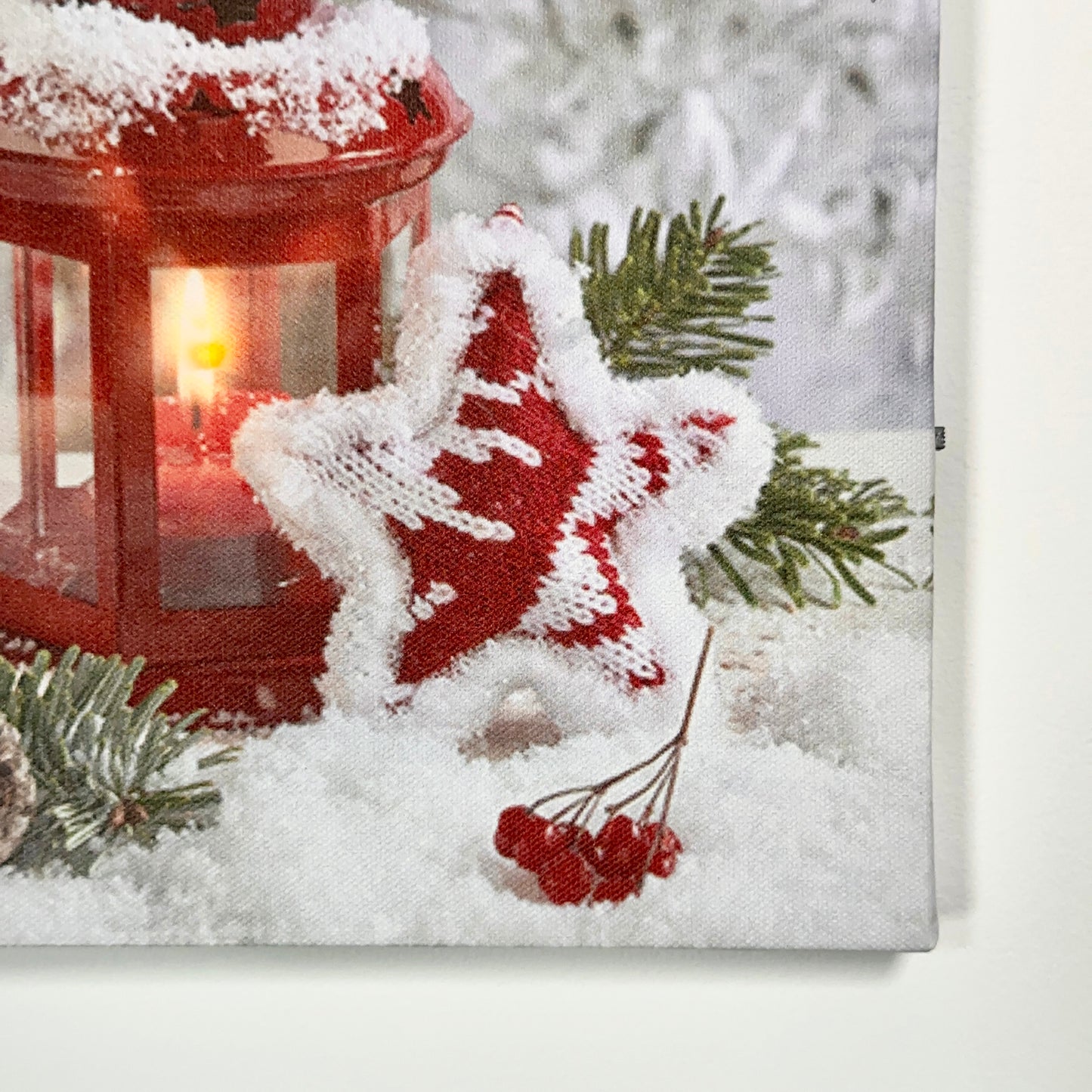 Christmas Lantern LED Canvas Wall Art 20x15cm