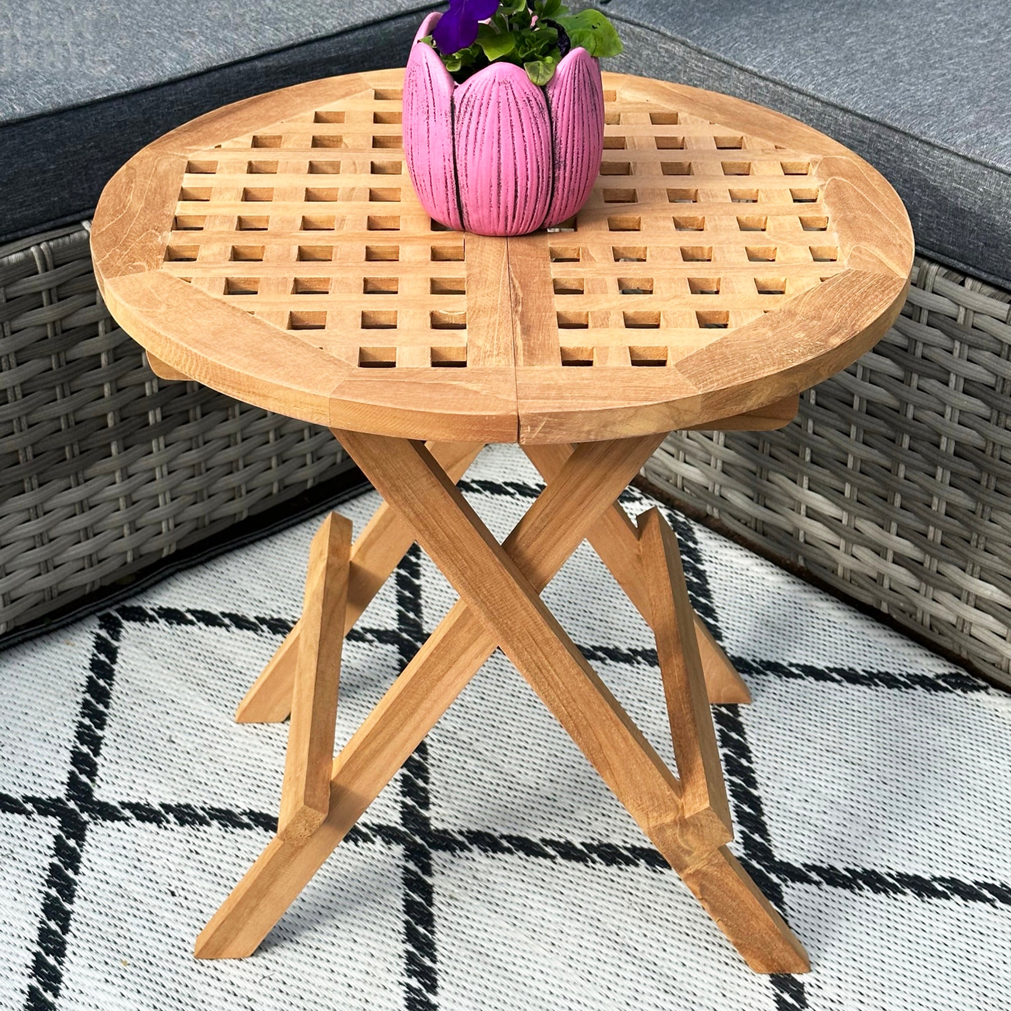 Teak Round Folding Picnic Table