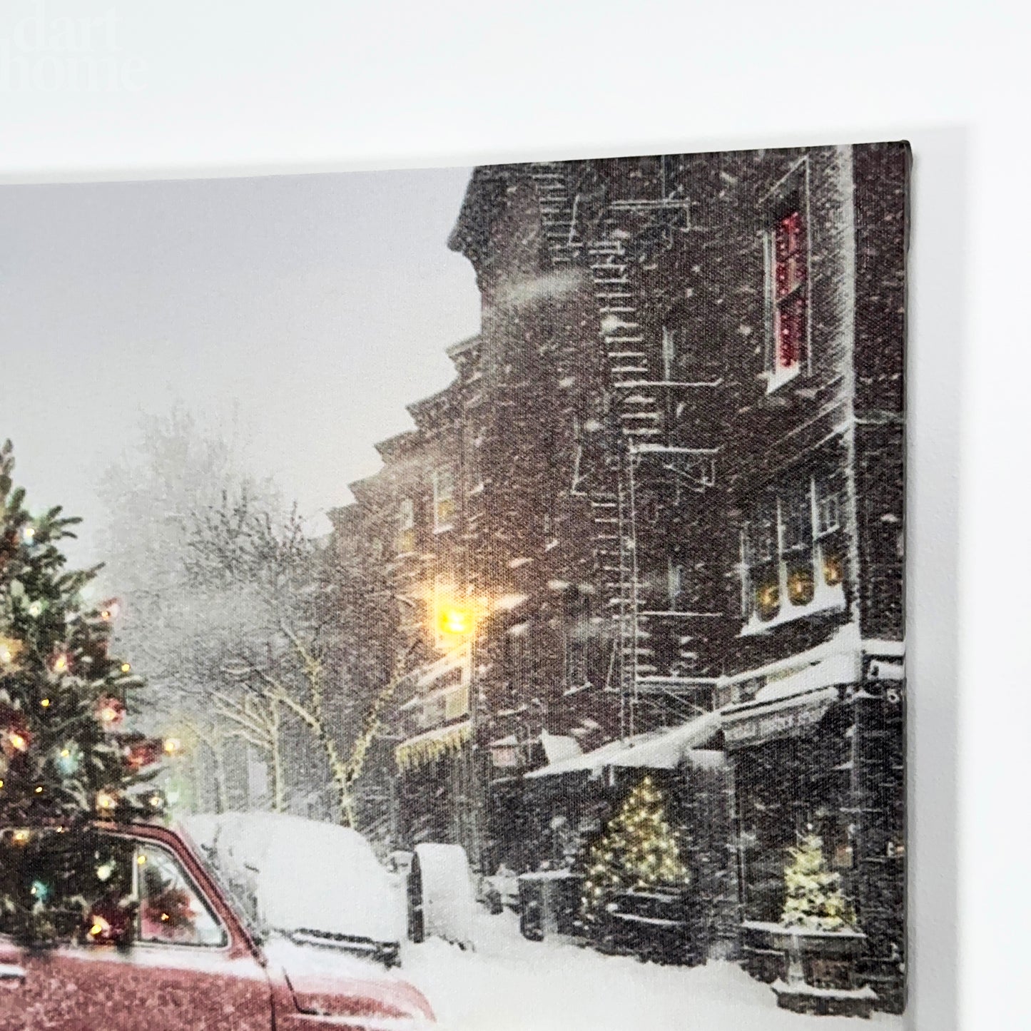 LED Car And Christmas Tree Canvas Wall Art
