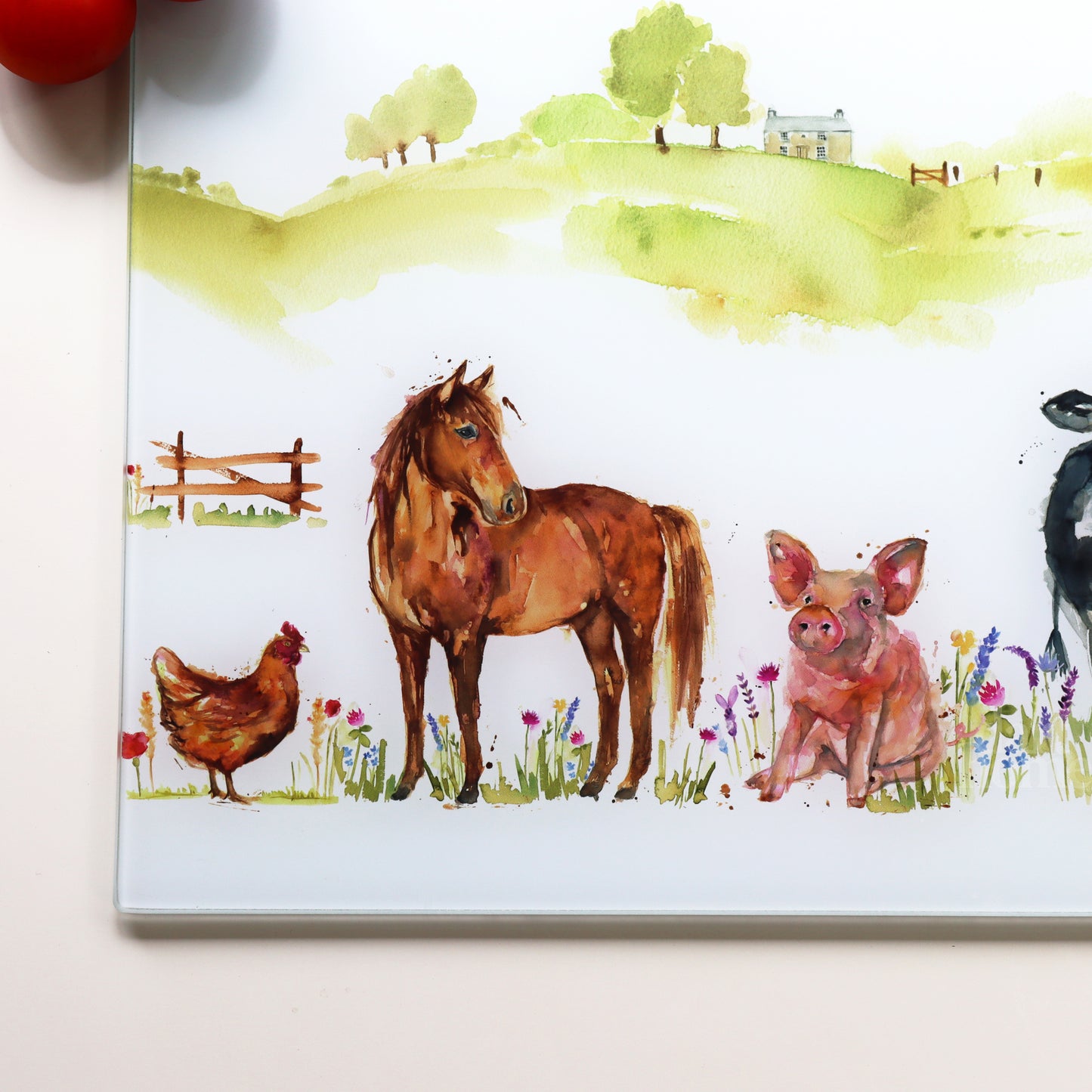 Farmyard Glass Chopping Board