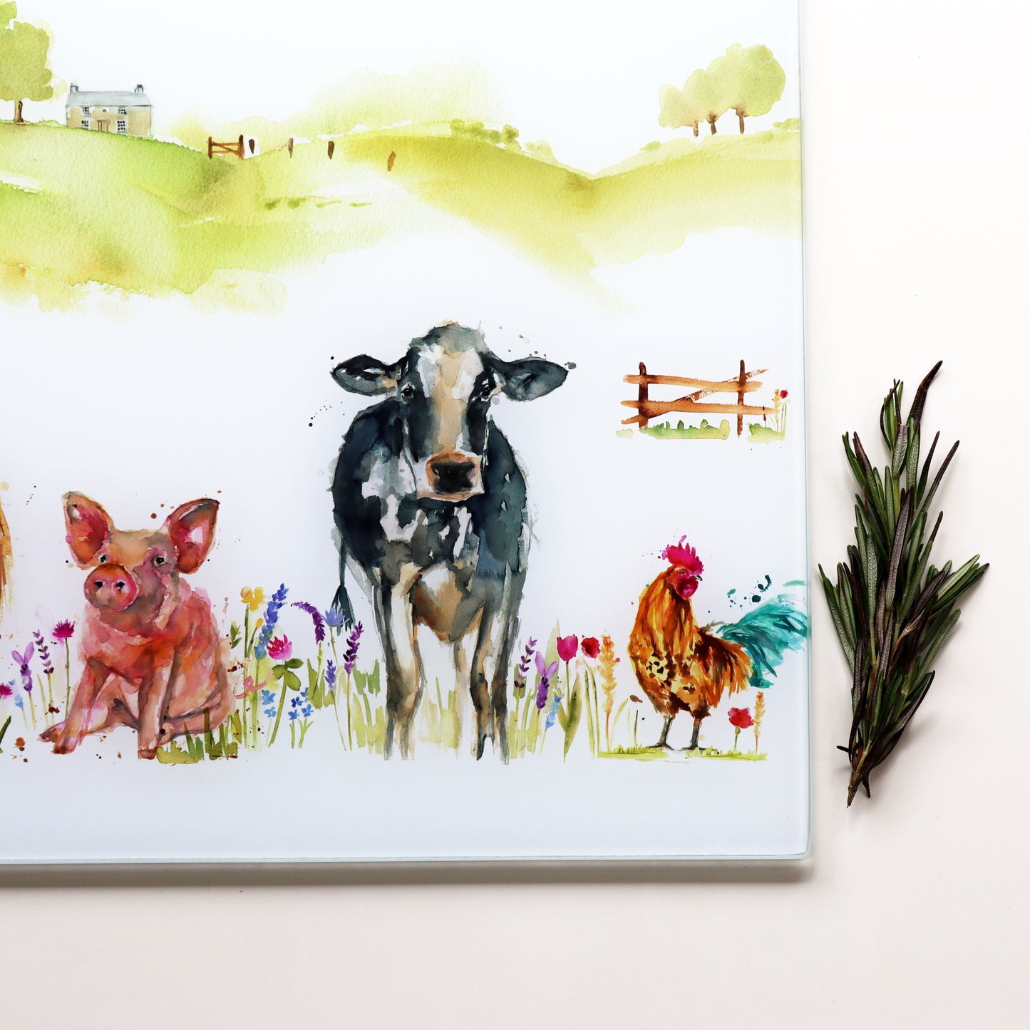Farmyard Glass Chopping Board