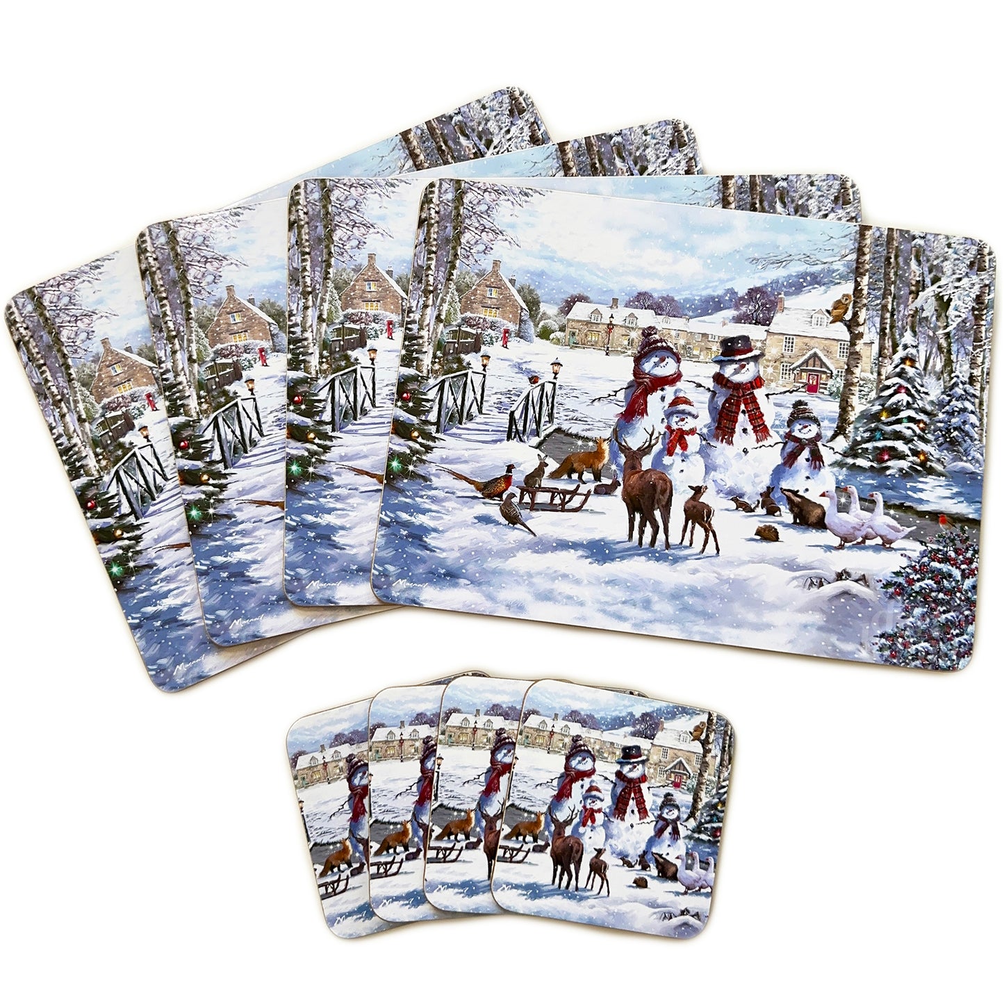 Set Of 4 Magic Christmas Placemat And Coasters