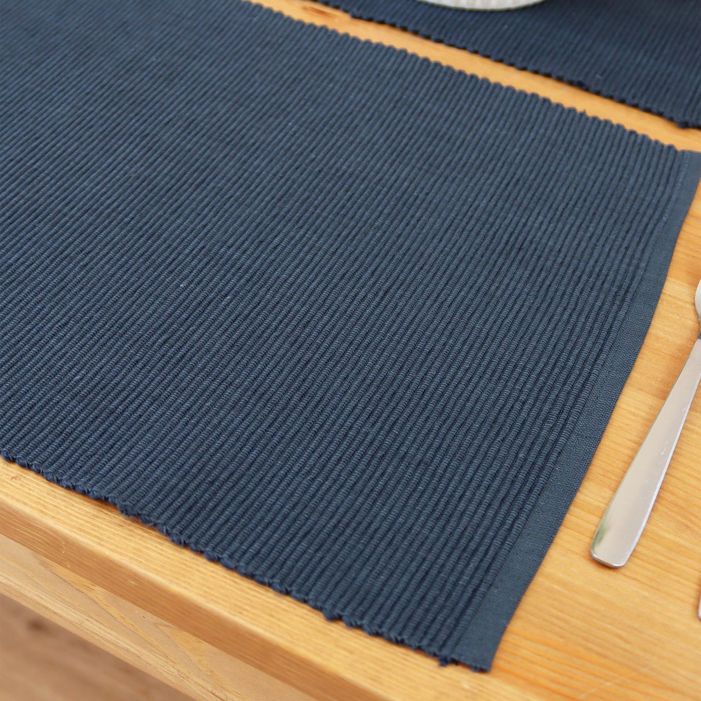 Navy Ribbed Cotton Placemats Set Of 4