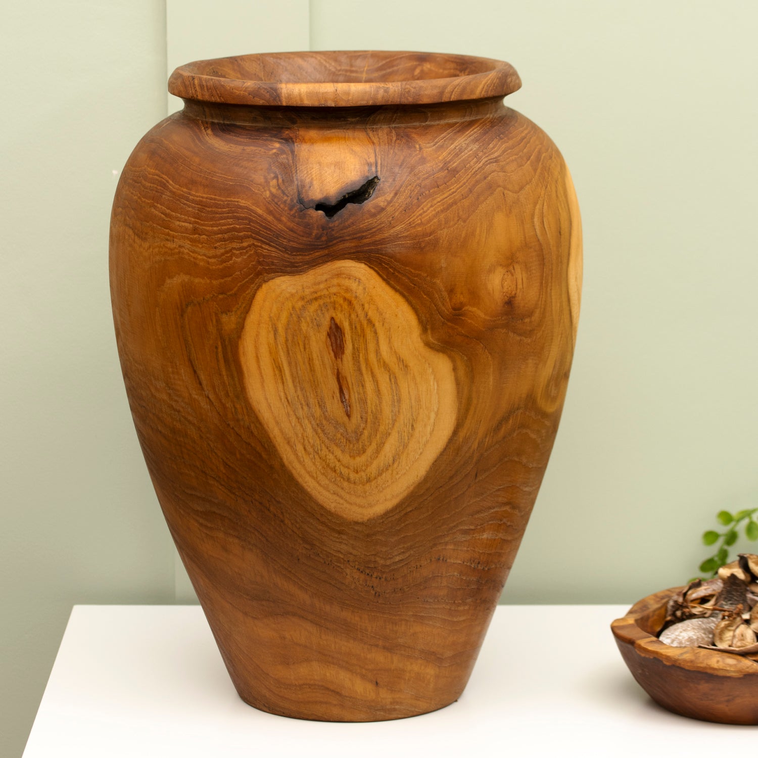 Wurzelvase aus Teakholz, 24 cm