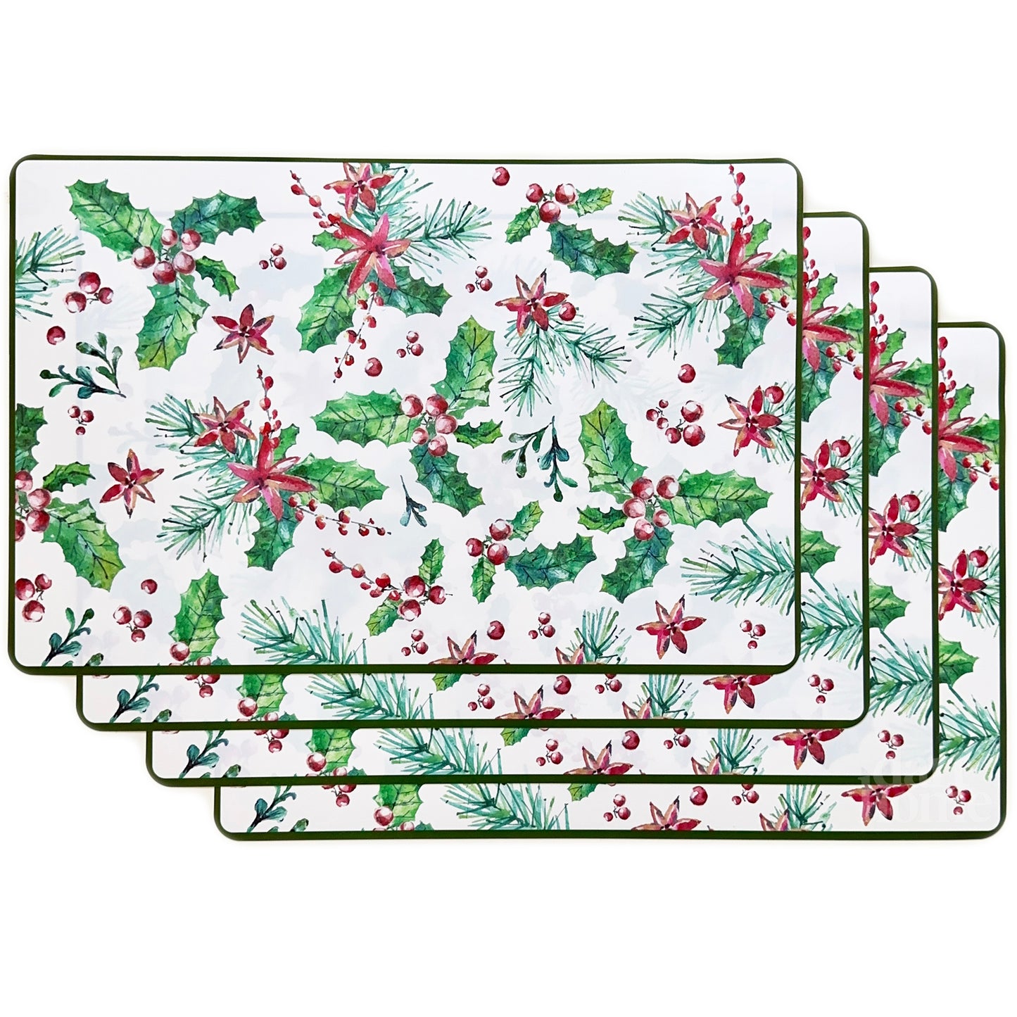 Set Of Christmas Holly Placemats