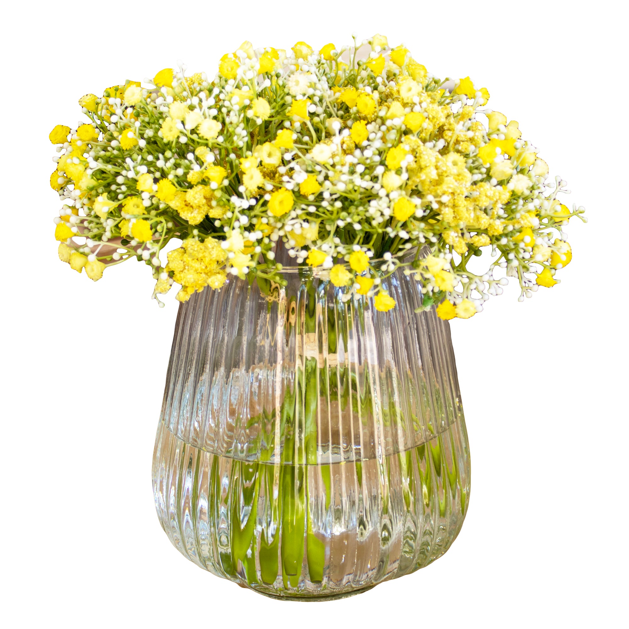 Ribbed Recycled Glass Fish Bowl Vase