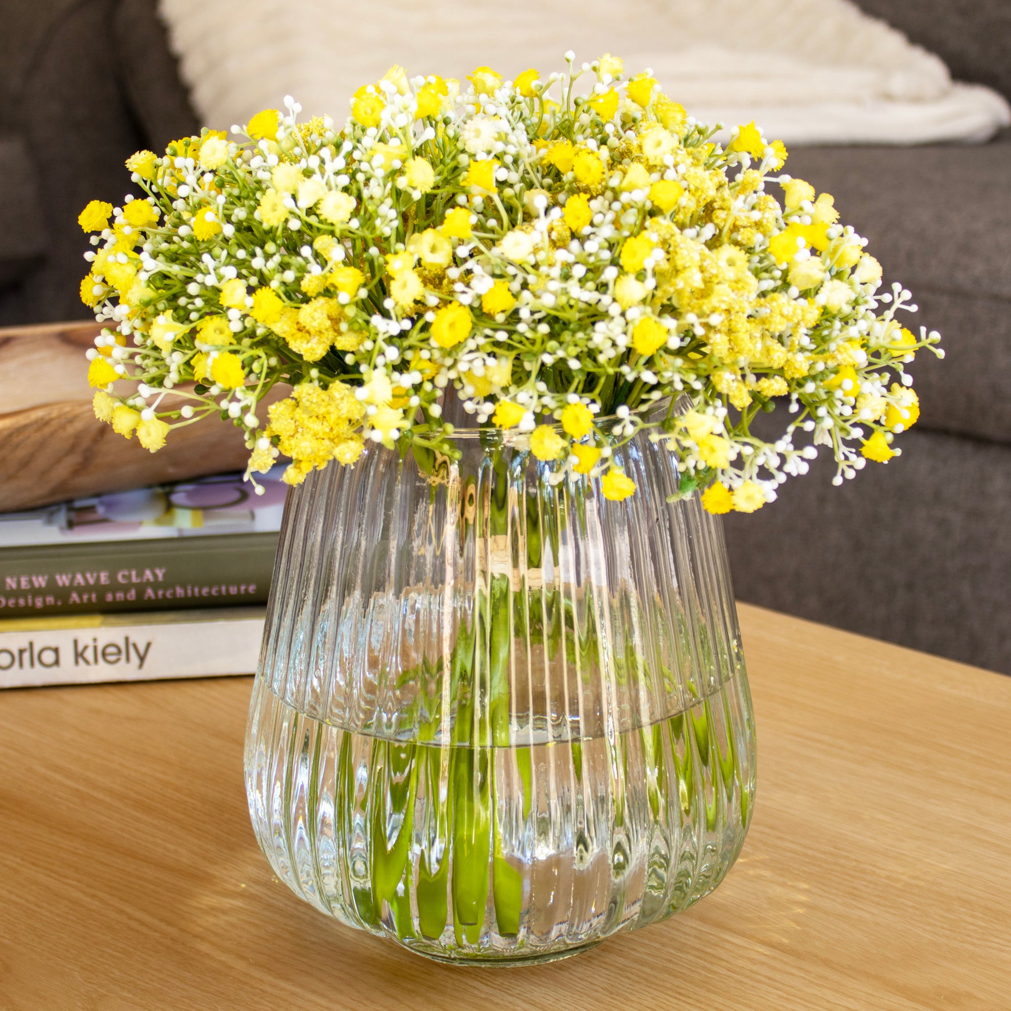 Ribbed Recycled Glass Fish Bowl Vase