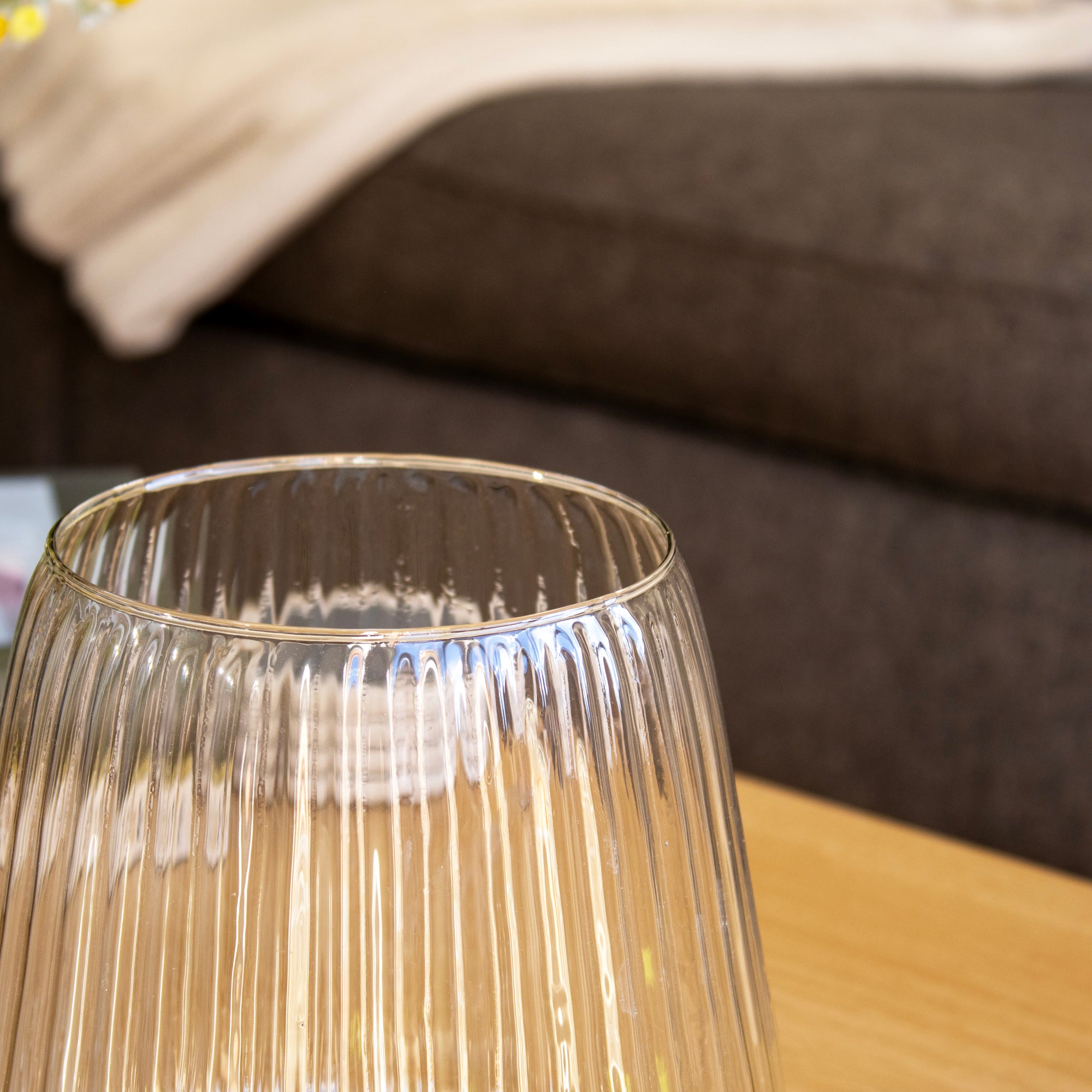 Ribbed Recycled Glass Fish Bowl Vase