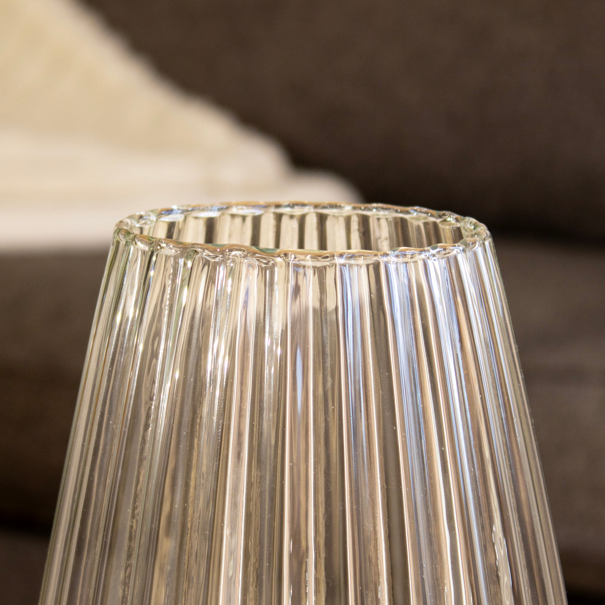 Tall Ribbed Recycled Glass Vase