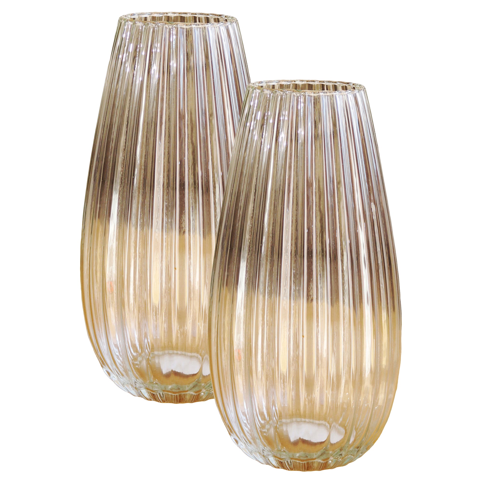 Tall Ribbed Recycled Glass Vase