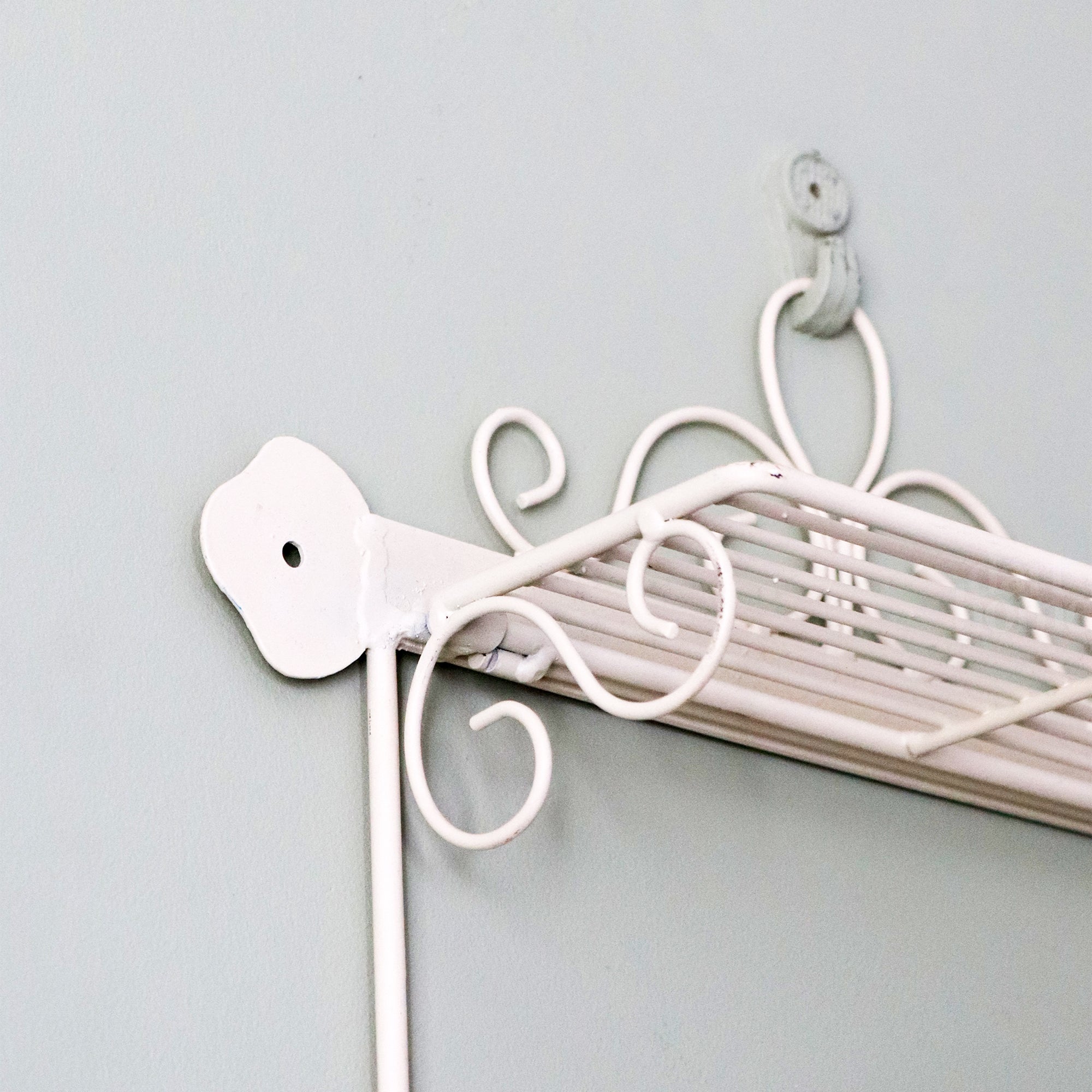 Triple Scroll Wall Shelf With 3 Hooks