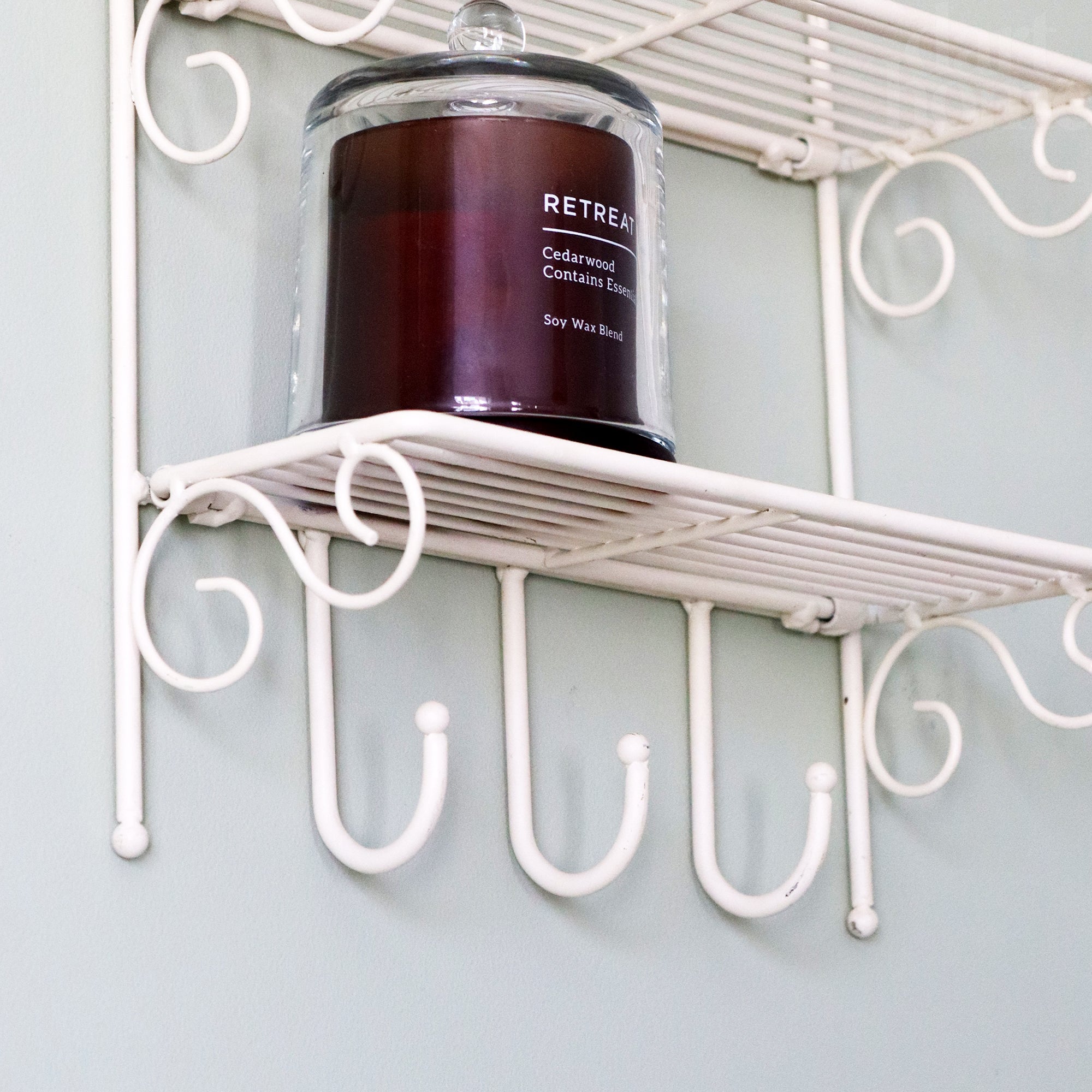 Triple Scroll Wall Shelf With 3 Hooks