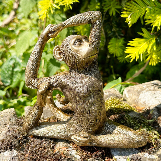 Gold Yoga Monkey Figurine B