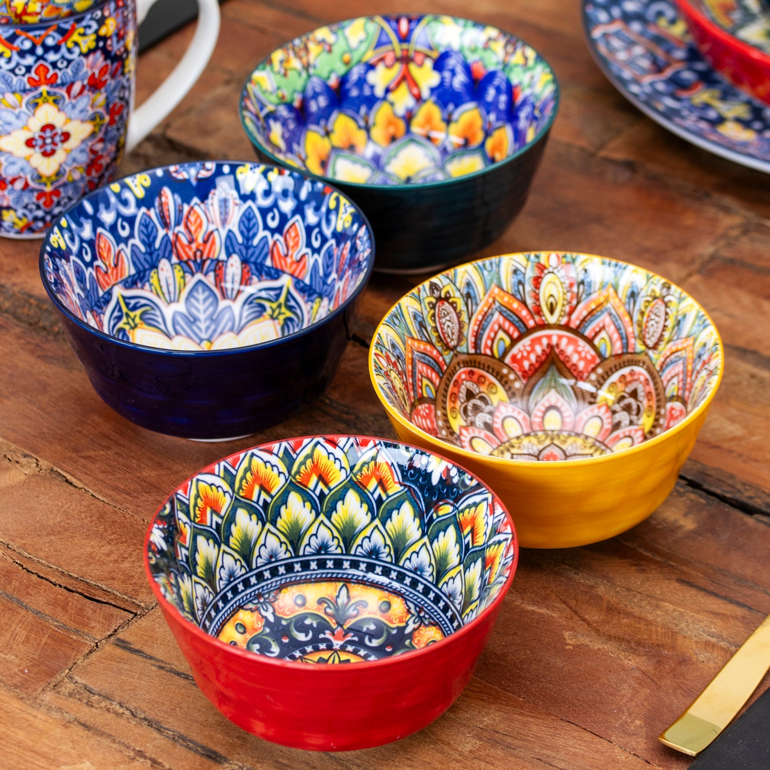 Darthome Set Of 4 Tuscany Mandala Small Bowls 350ml