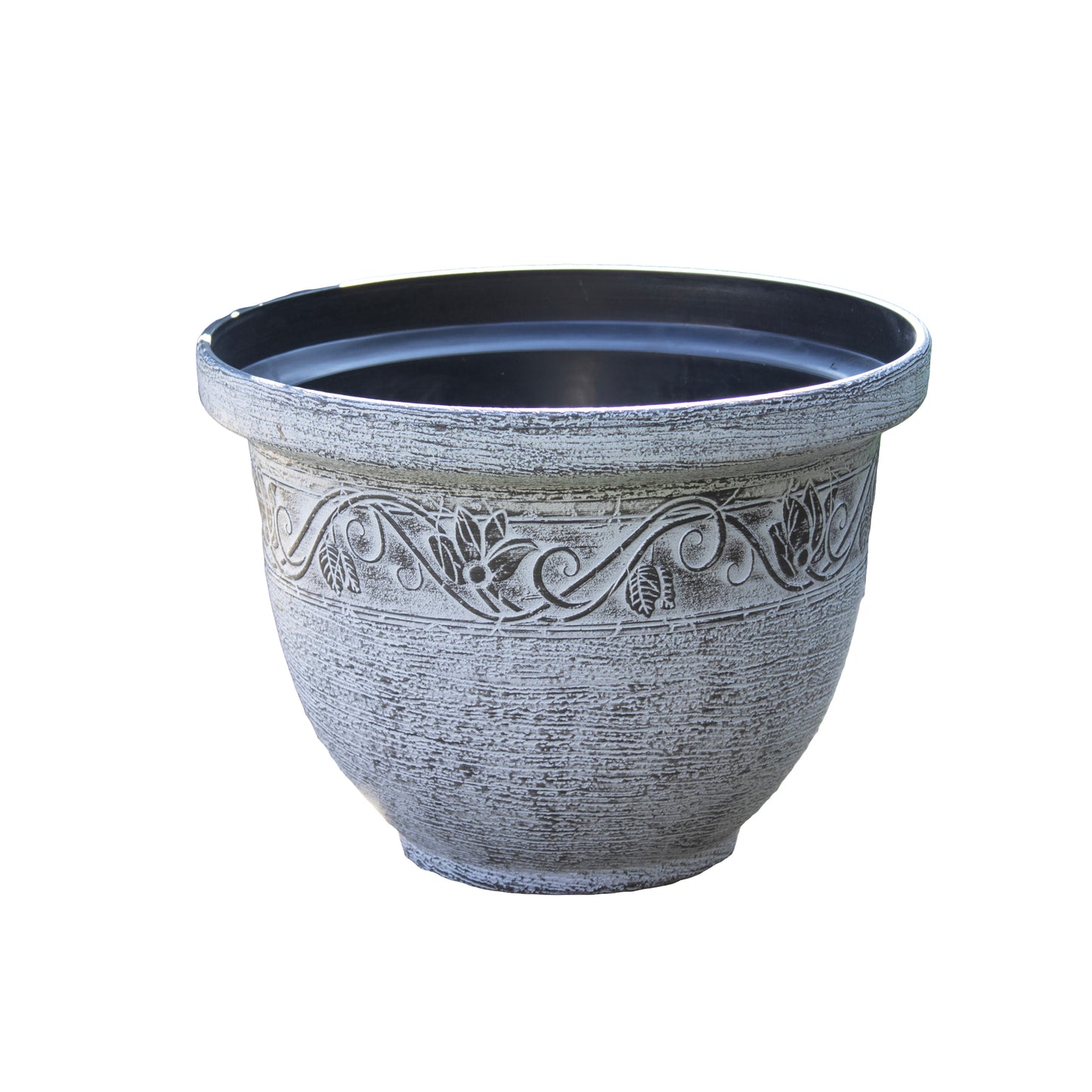 White Round Celtic Scroll Planter