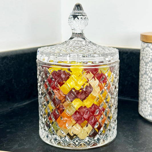 Diamond Glass Sweets Jar With Lid