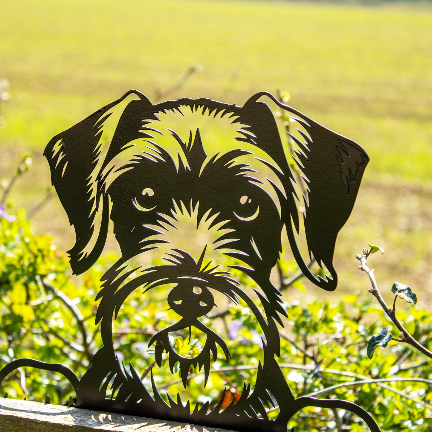 Black Metal Peeking Schnauzer Fence Topper