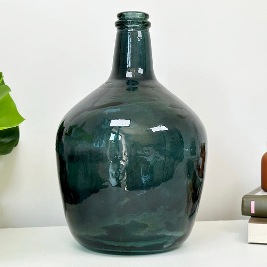Recycled Glass Large Blue Bottle Vase