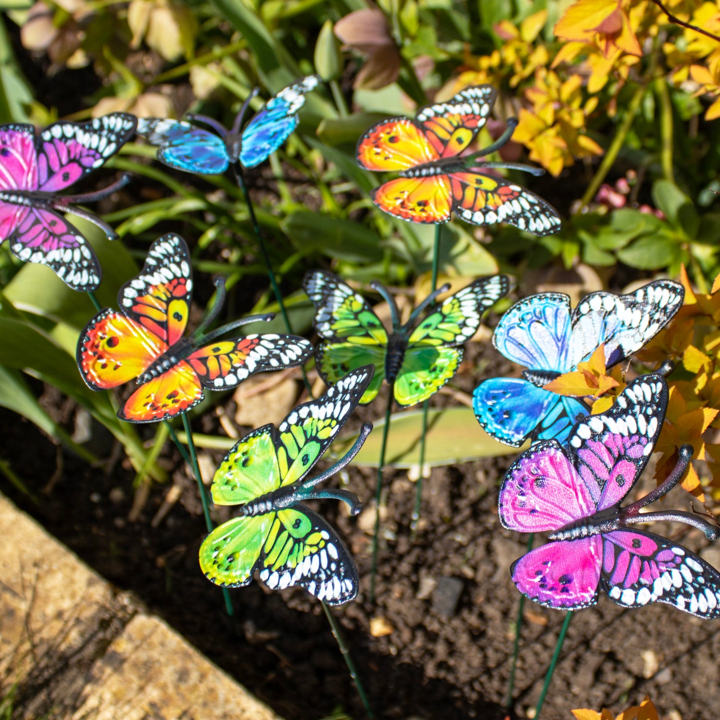 Set Of 8 Metal Butterfly Stakes