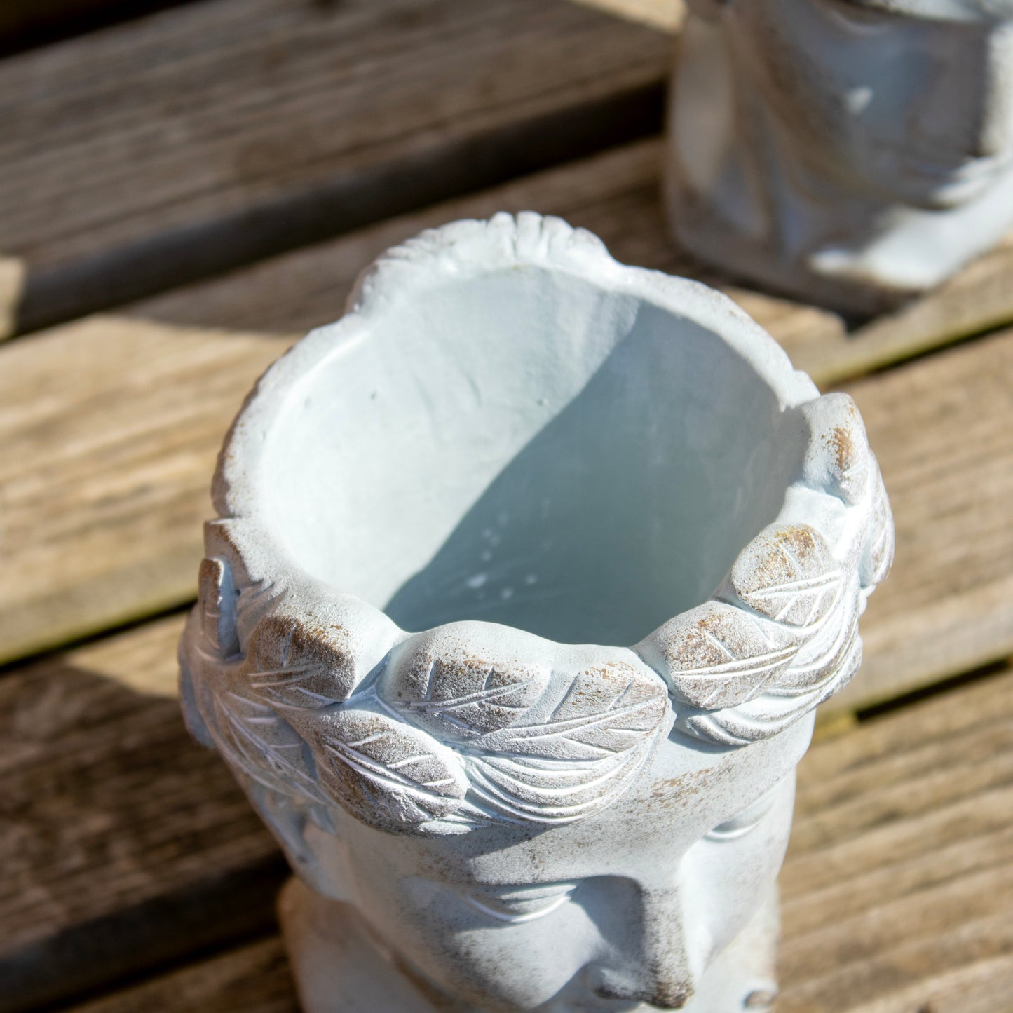 Set Of 2 Cement Roman Head Planters