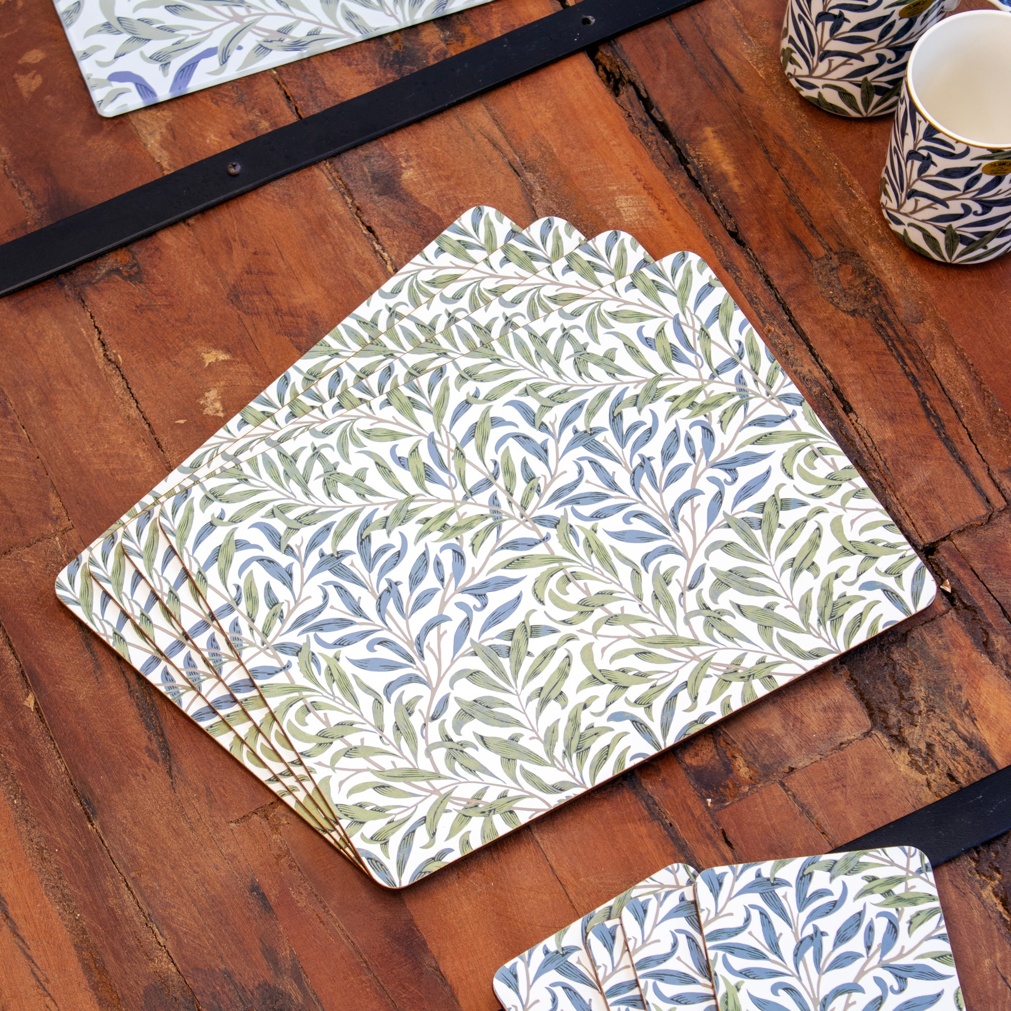Set Of 4 William Morris Willow Bough Placemats & Coasters