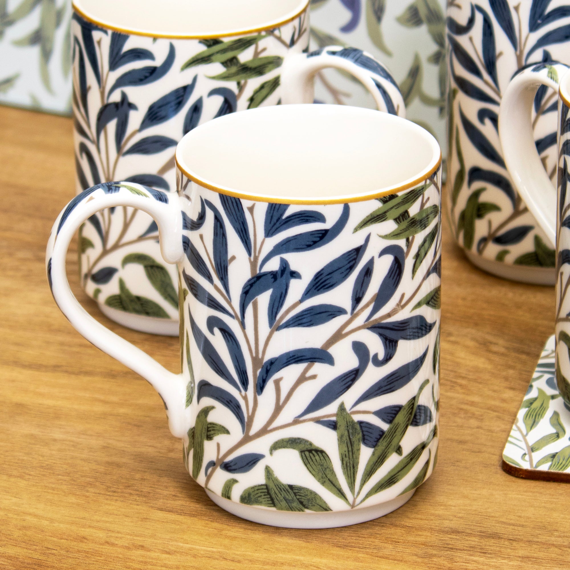 Set Of 4 William Morris Willow Bough Mugs