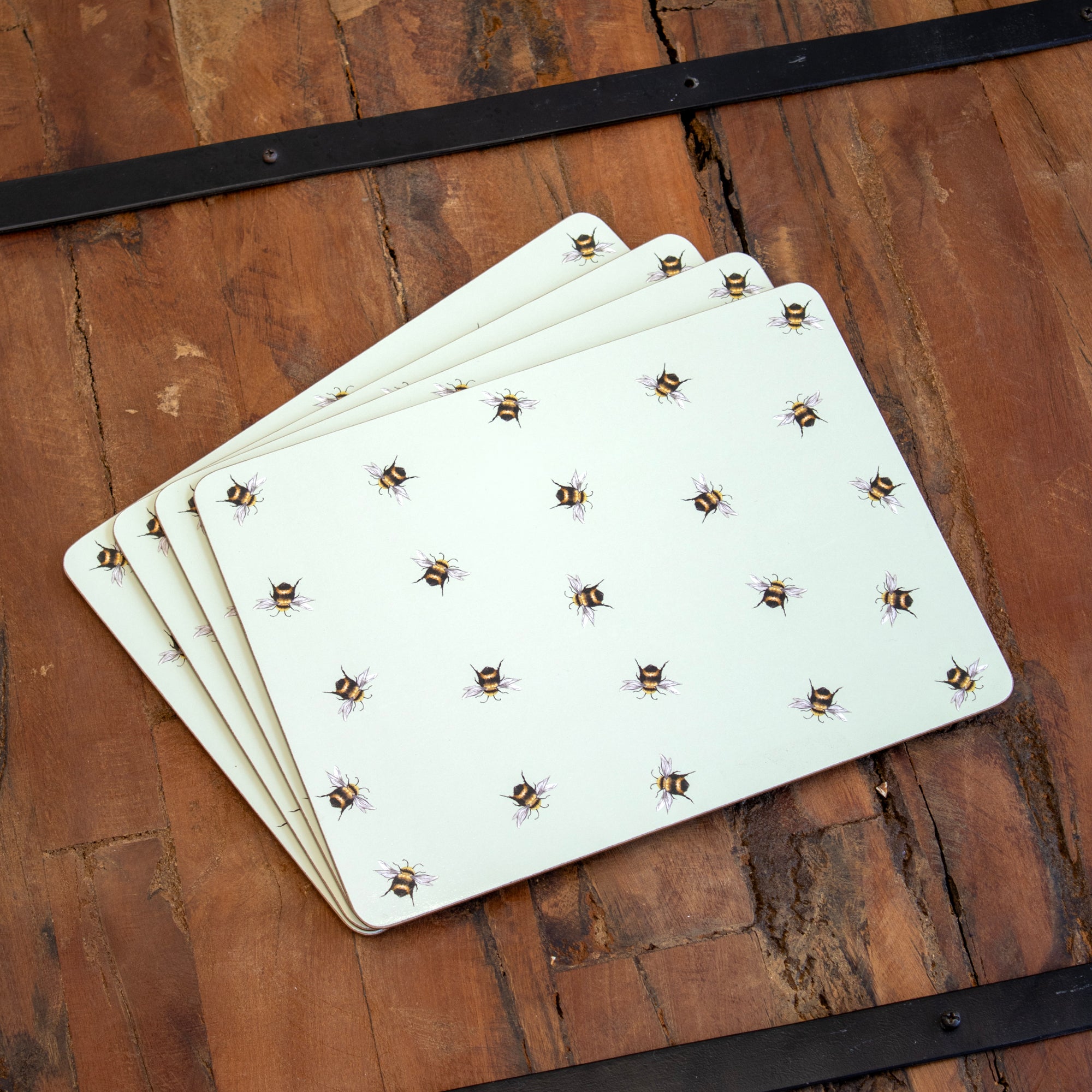 Set Of 4 Pastel Bees Placemats & Coasters