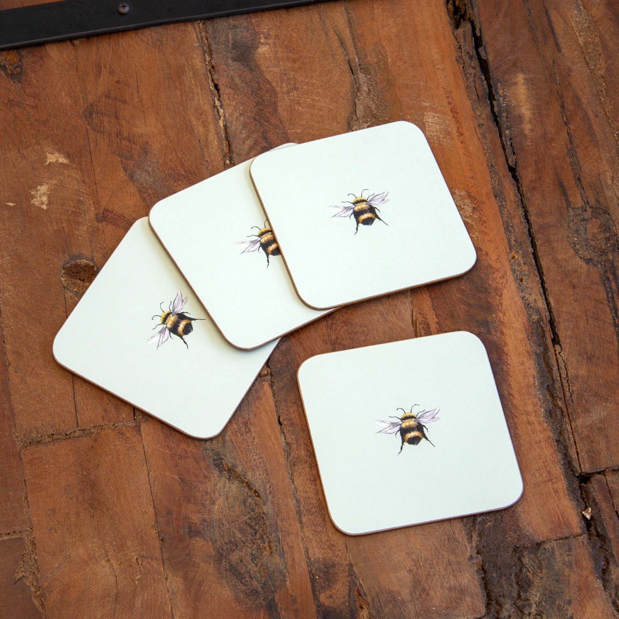 Set Of 4 Pastel Bees Placemats & Coasters