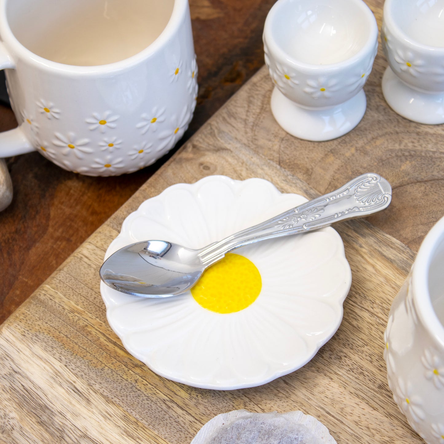 White Daisy Teabag Tidy
