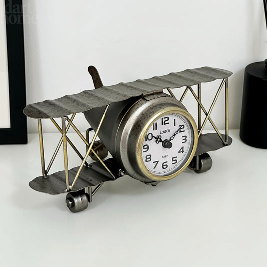 Silver Aeroplane Clock