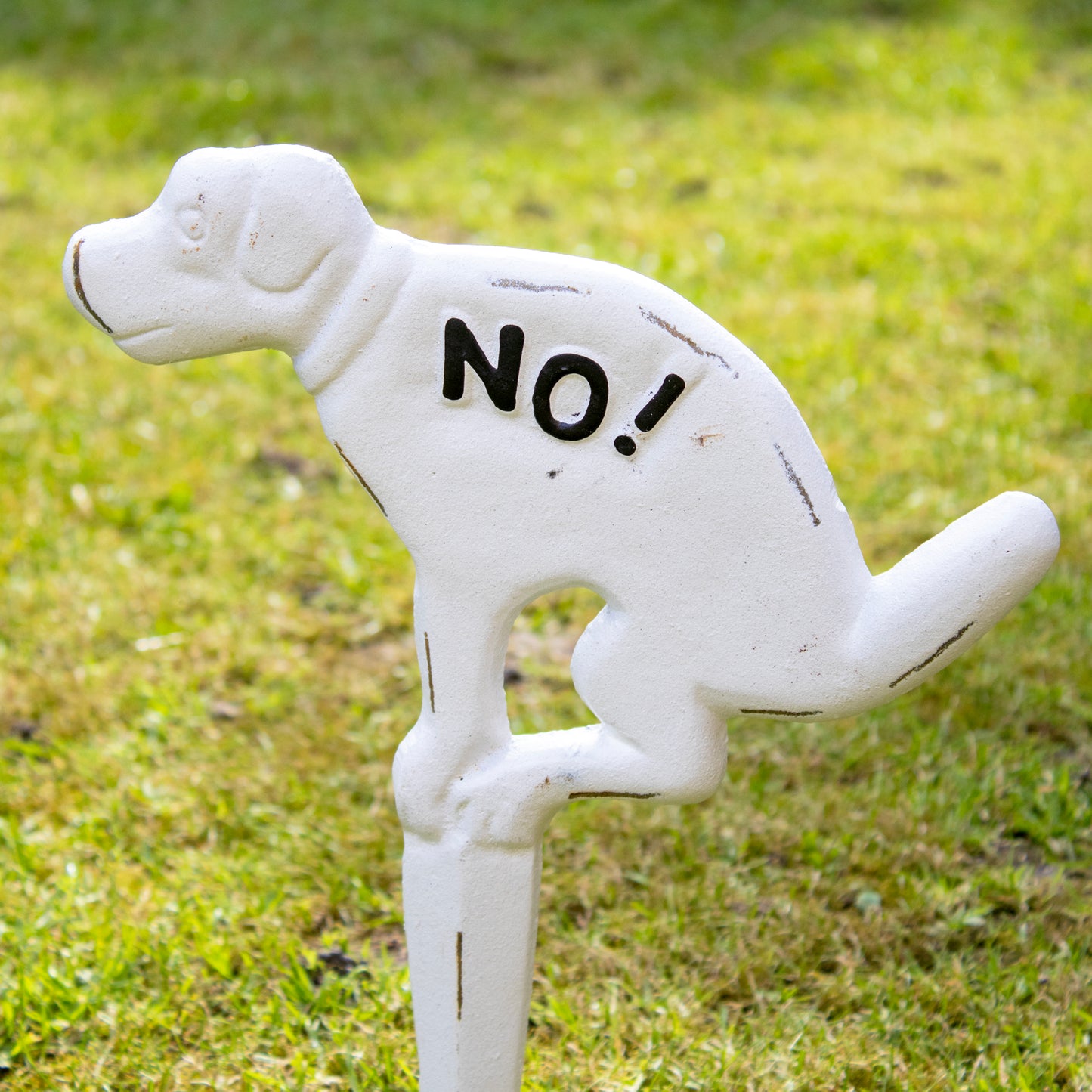 White Cast Iron No Fouling Dog Sign
