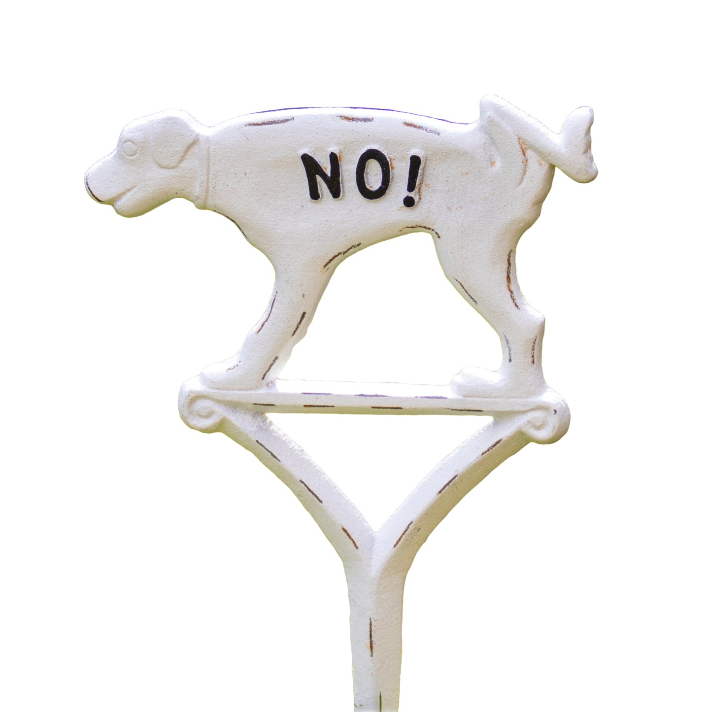 White Cast Iron No Cocking Dog Sign