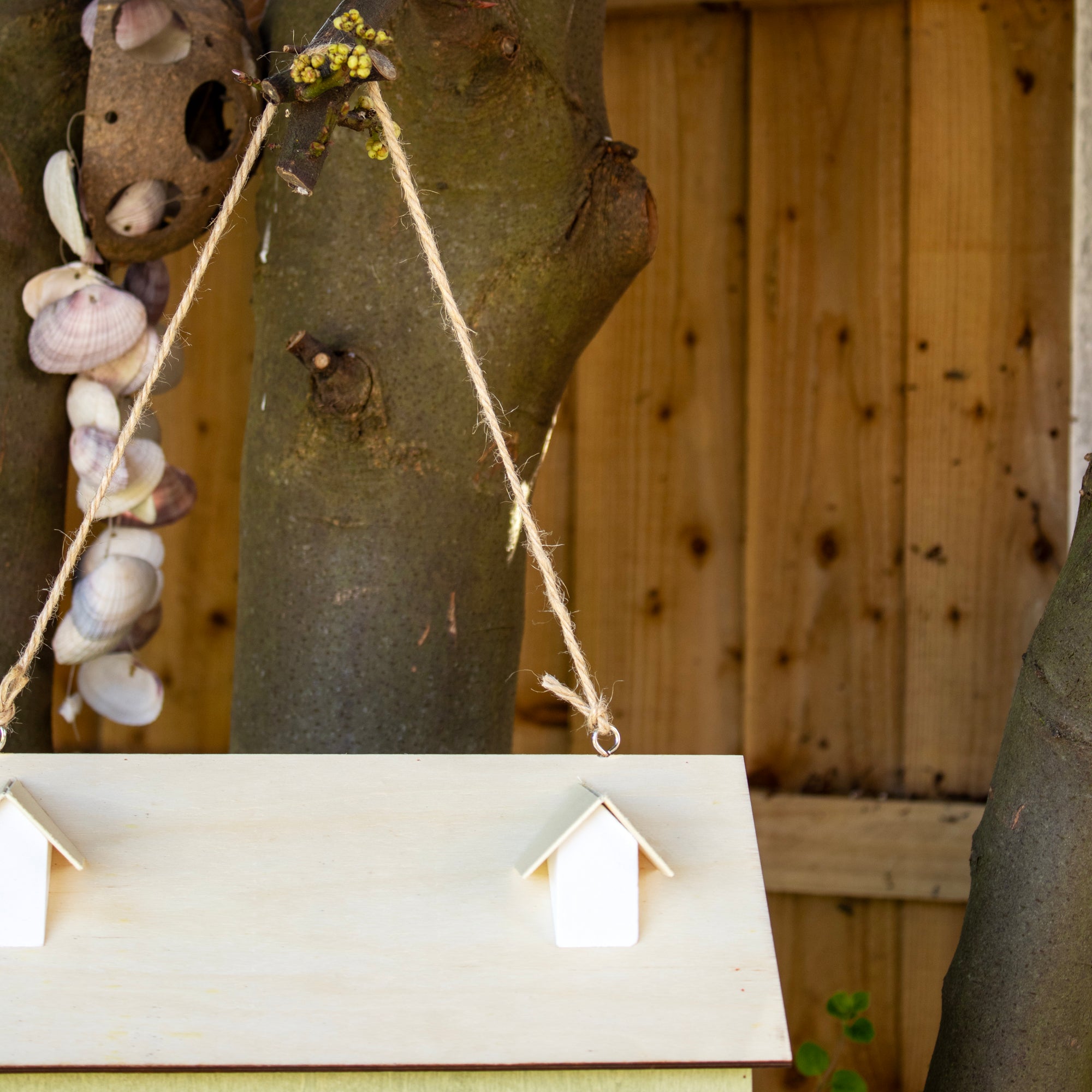 Green Multi Hole Wooden Bird House