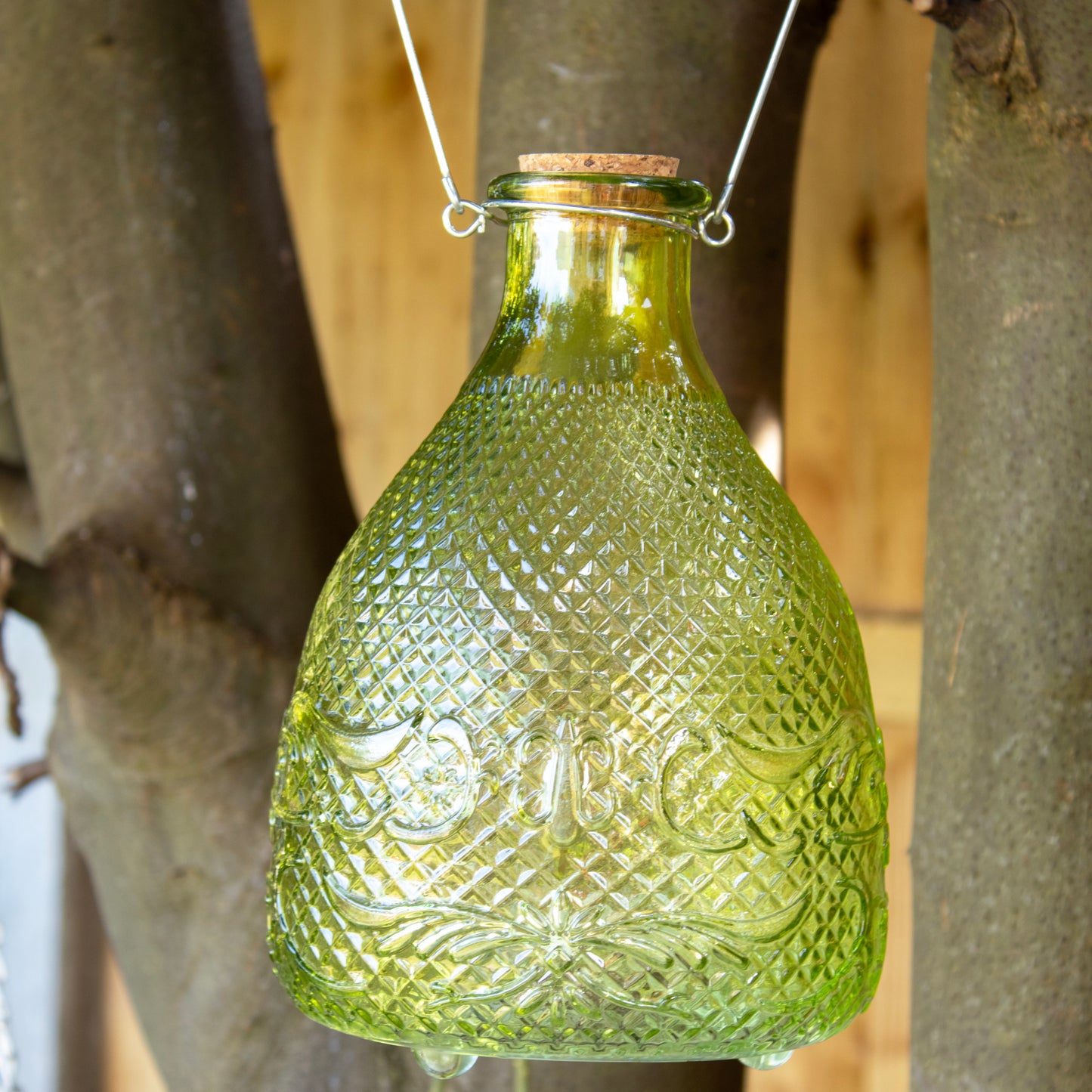 Green Hobnail Glass Wasp Trap