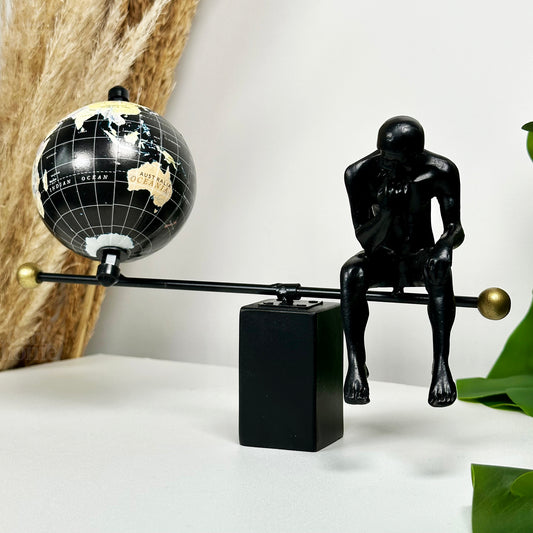 Black Globe And Man Ornament
