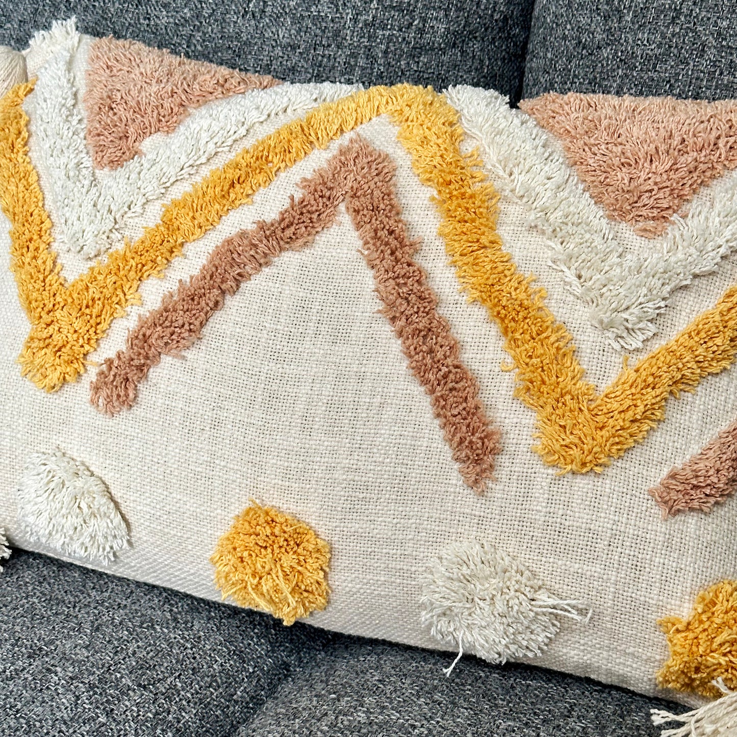 Yellow Tufted Zig Zag Cushion