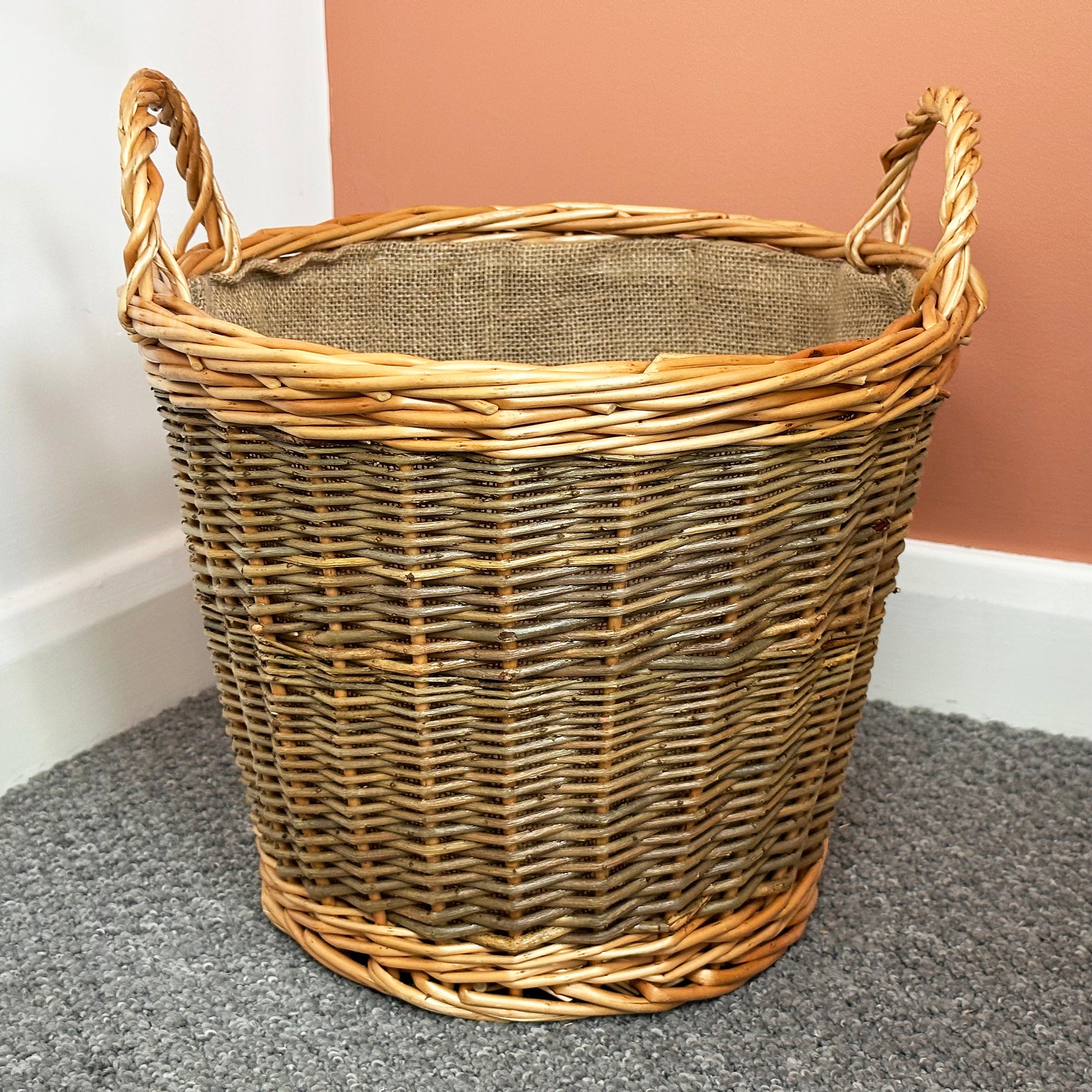 Unpeeled Wicker Log Basket