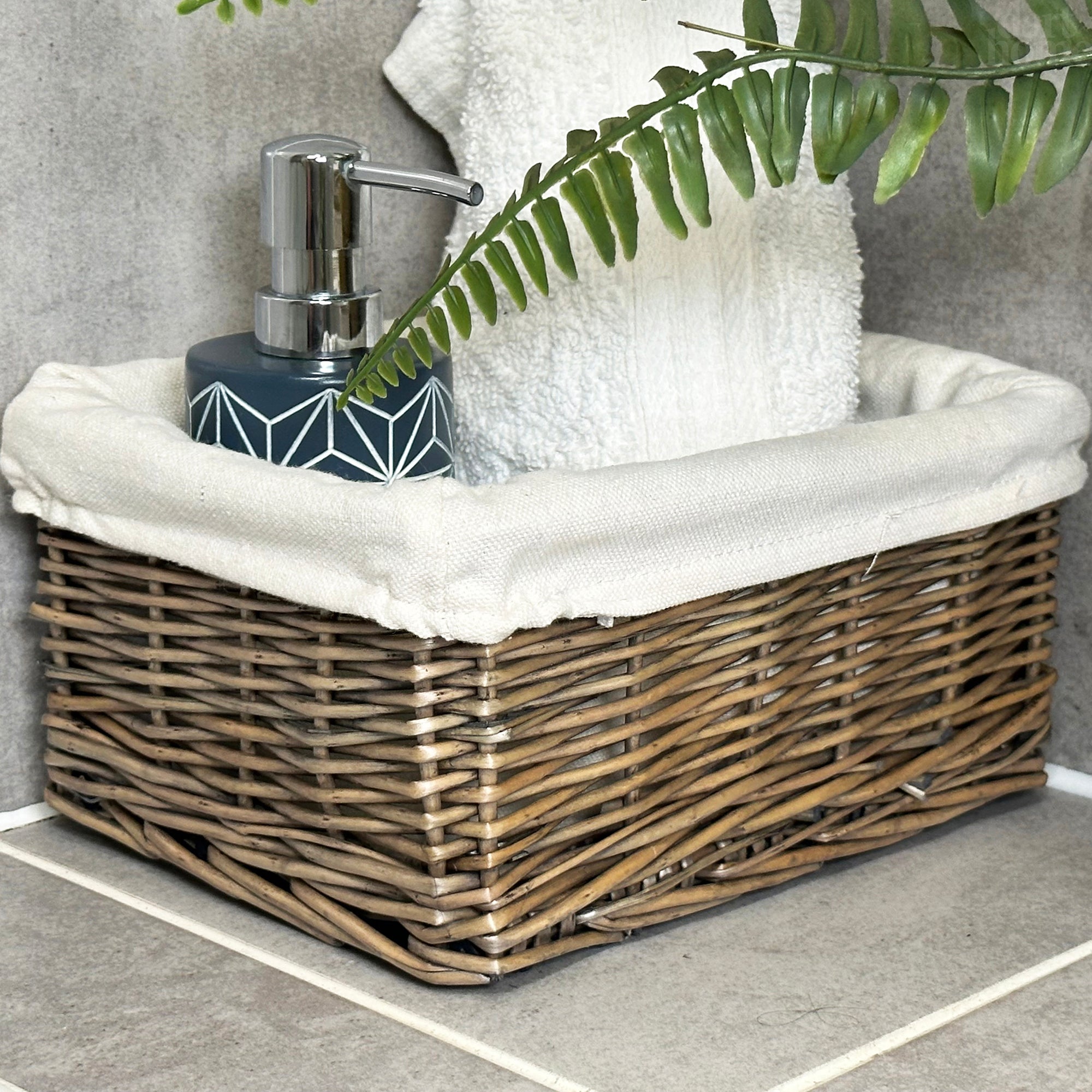 Antique Wash Wicker Bathroom Tray