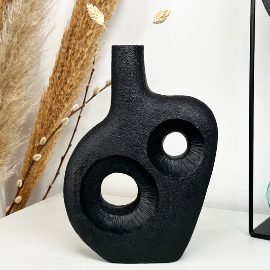 Black Abstract Irregular Donut Vase