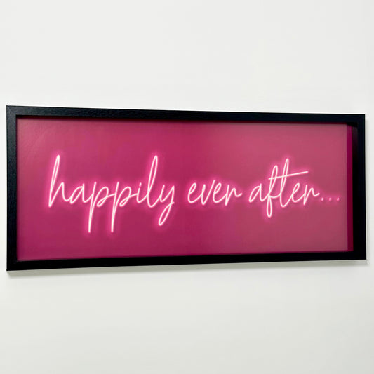 Pink Happily Ever After Framed Neon Wall Art