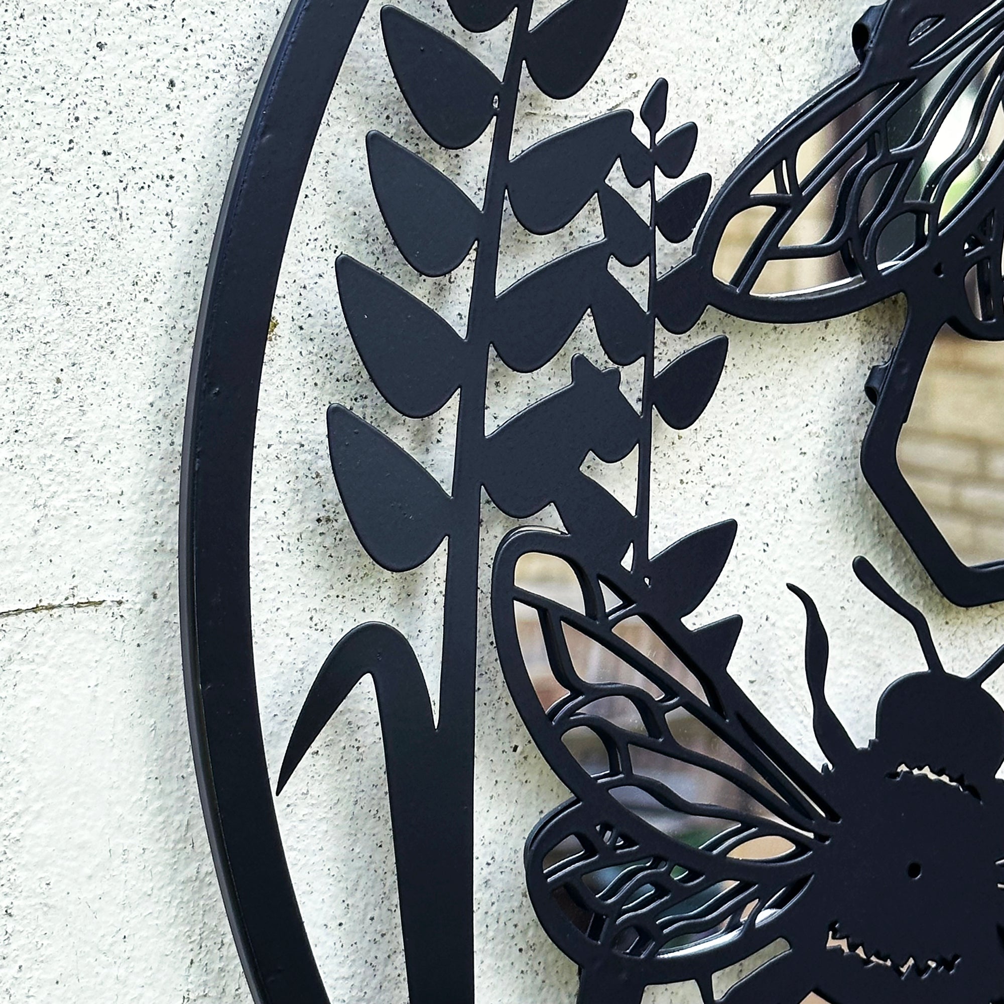 Honey Bee Silhouette Garden Wall Mirror