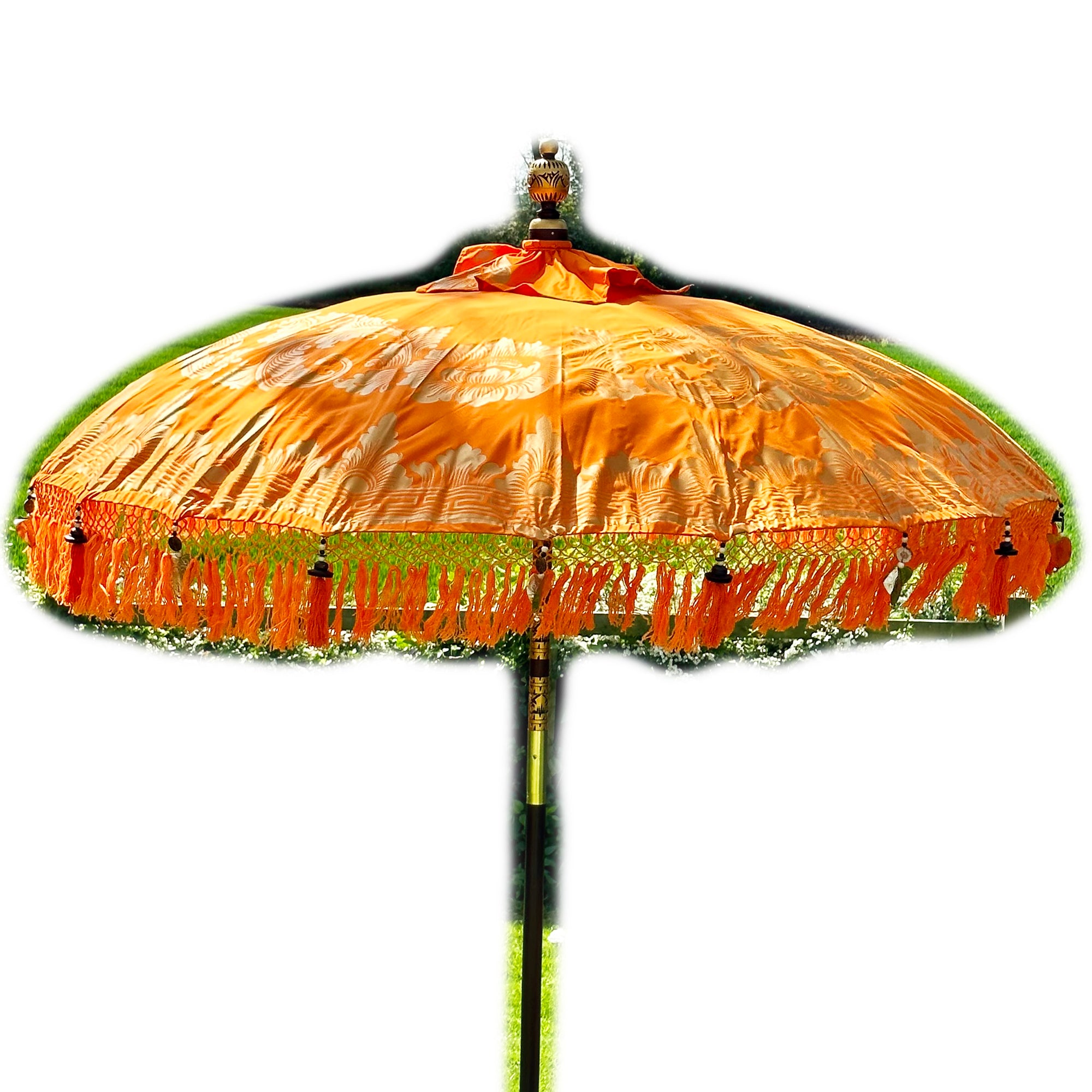 Orangefarbener und goldener Bali-Sonnenschirm, 2 m
